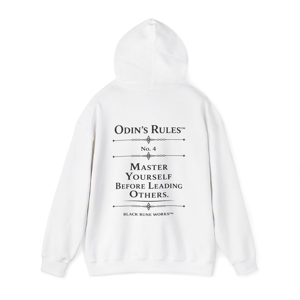 Odin's Rules™ Rule #4 | Master Yourself Before Leading Others | Viking Norse Warrior Hoodie | Black Rune Works