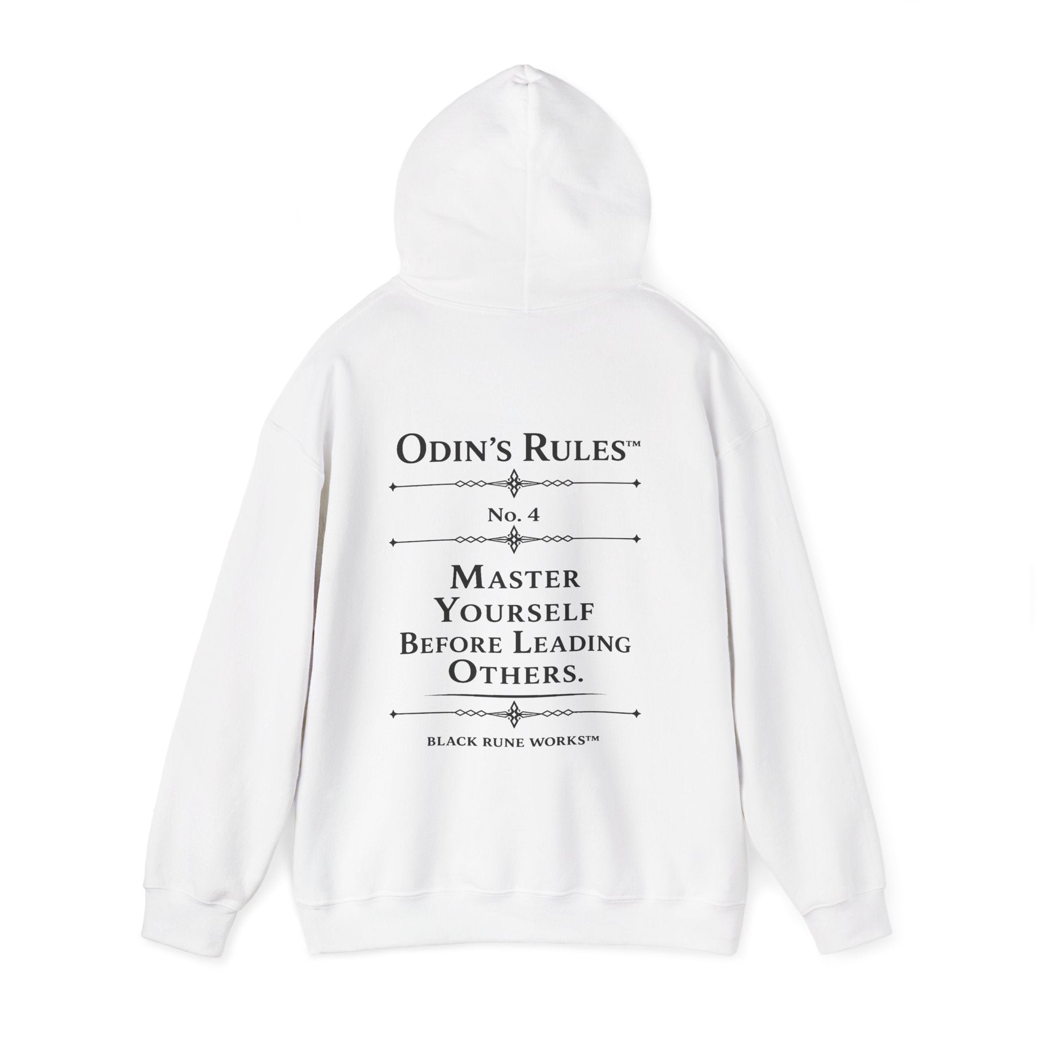 Odin's Rules™ Rule #4 | Master Yourself Before Leading Others | Viking Norse Warrior Hoodie | Black Rune Works