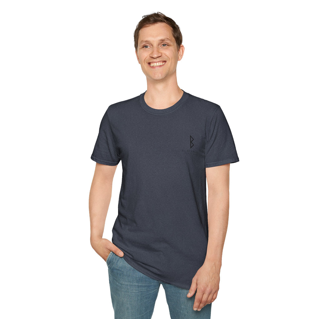 Black Rune Works Logo T Shirt Front and Large Back Logo