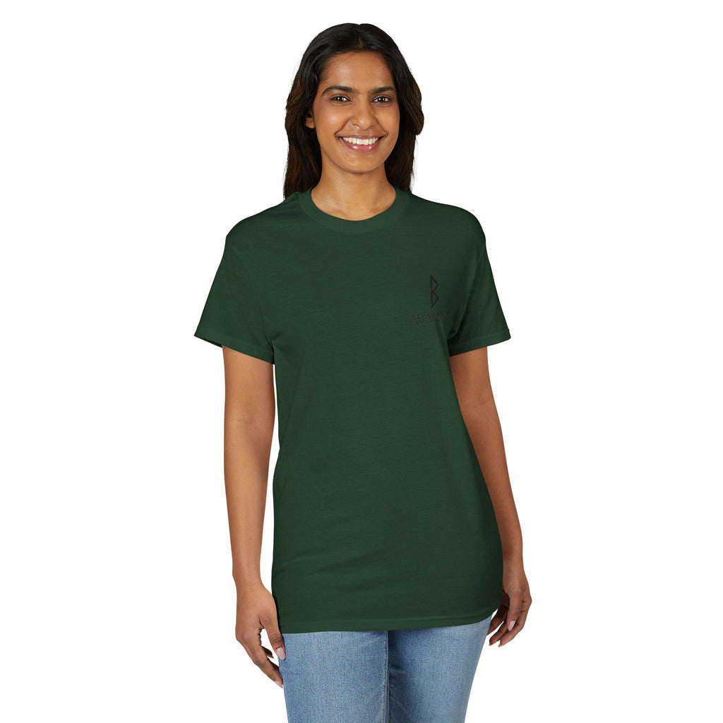Black Rune Works Signature DryBlend T-Shirt Front and Back Logo