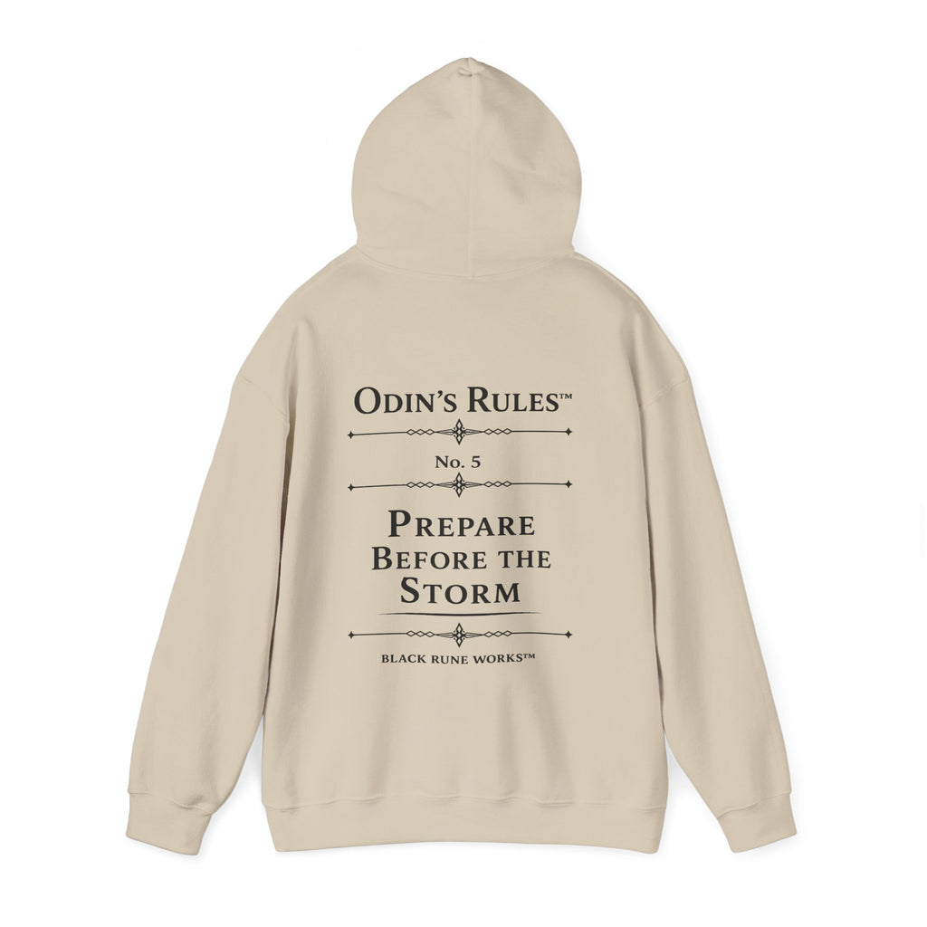 Odin's Rules™ Rule #5 | Prepare Before the Storm | Viking Norse Warrior Hoodie | Black Rune Works