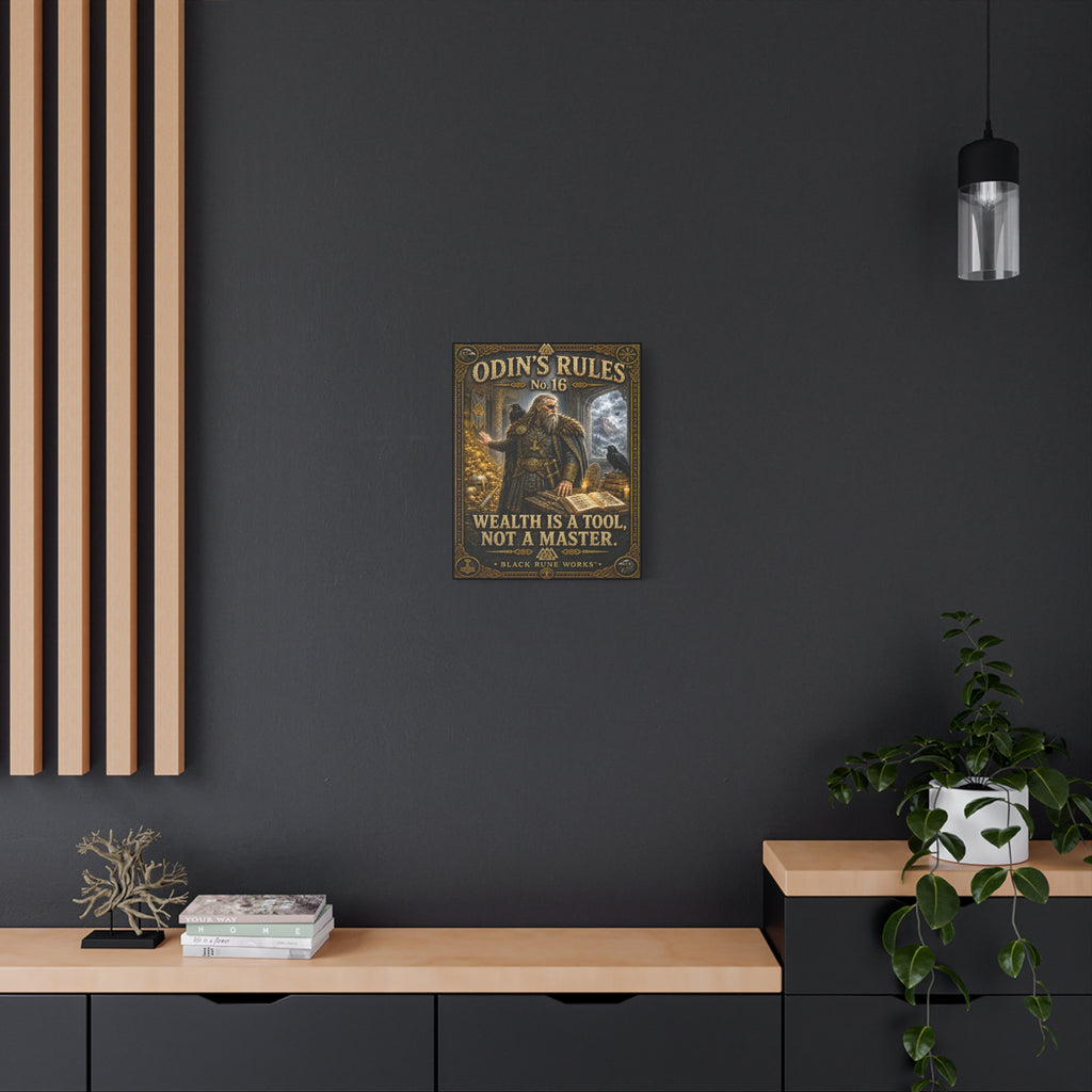 ODIN'S RULES™ No. 16 – Wealth Is a Tool, Not a Master | Norse Wall Decor Canvas
