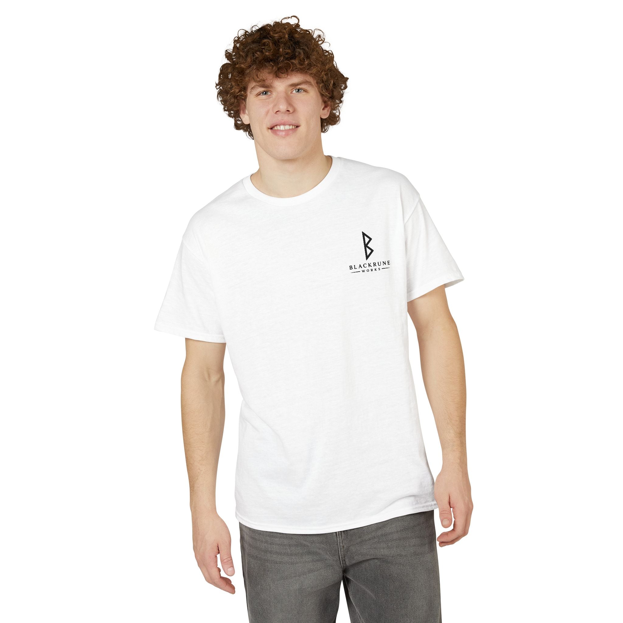 Black Rune Works Signature DryBlend T-Shirt Front and Back Logo