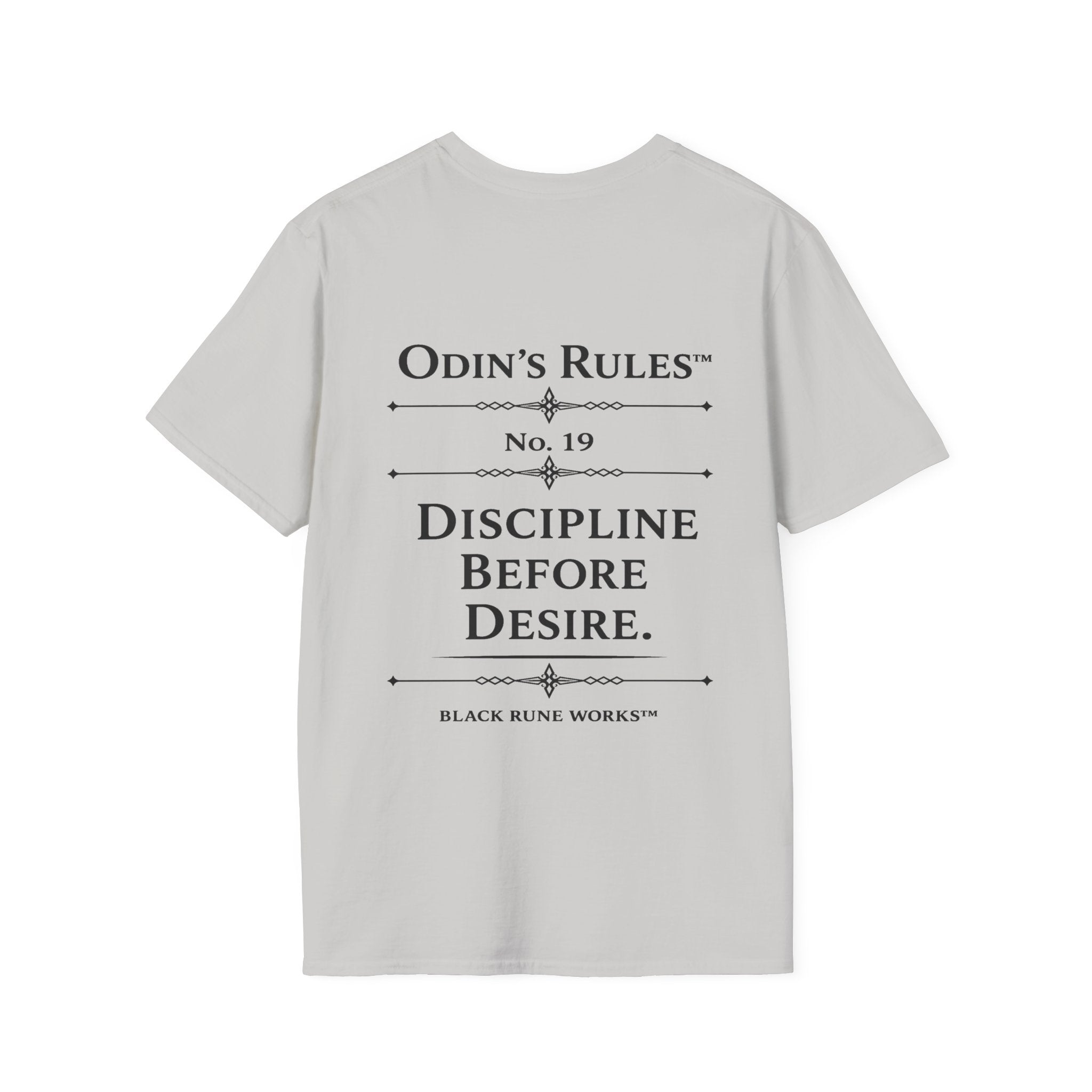 ODIN'S RULES™ Rule #19 | Discipline Before Desire | Viking Norse Warrior Shirt | Black Rune Works