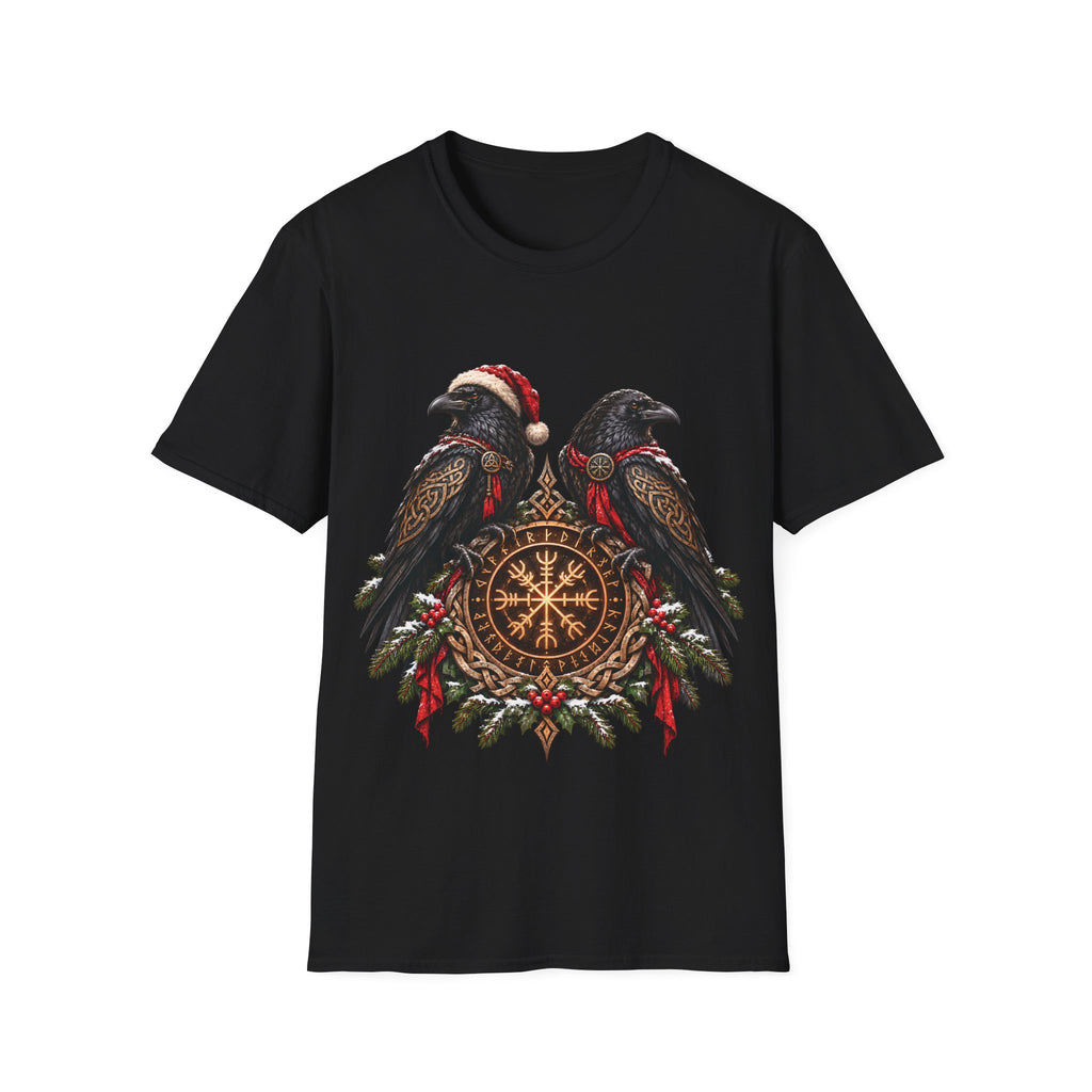 Christmas Ravens T-Shirt – Nordic Viking Holiday Raven Tee with Norse Knotwork