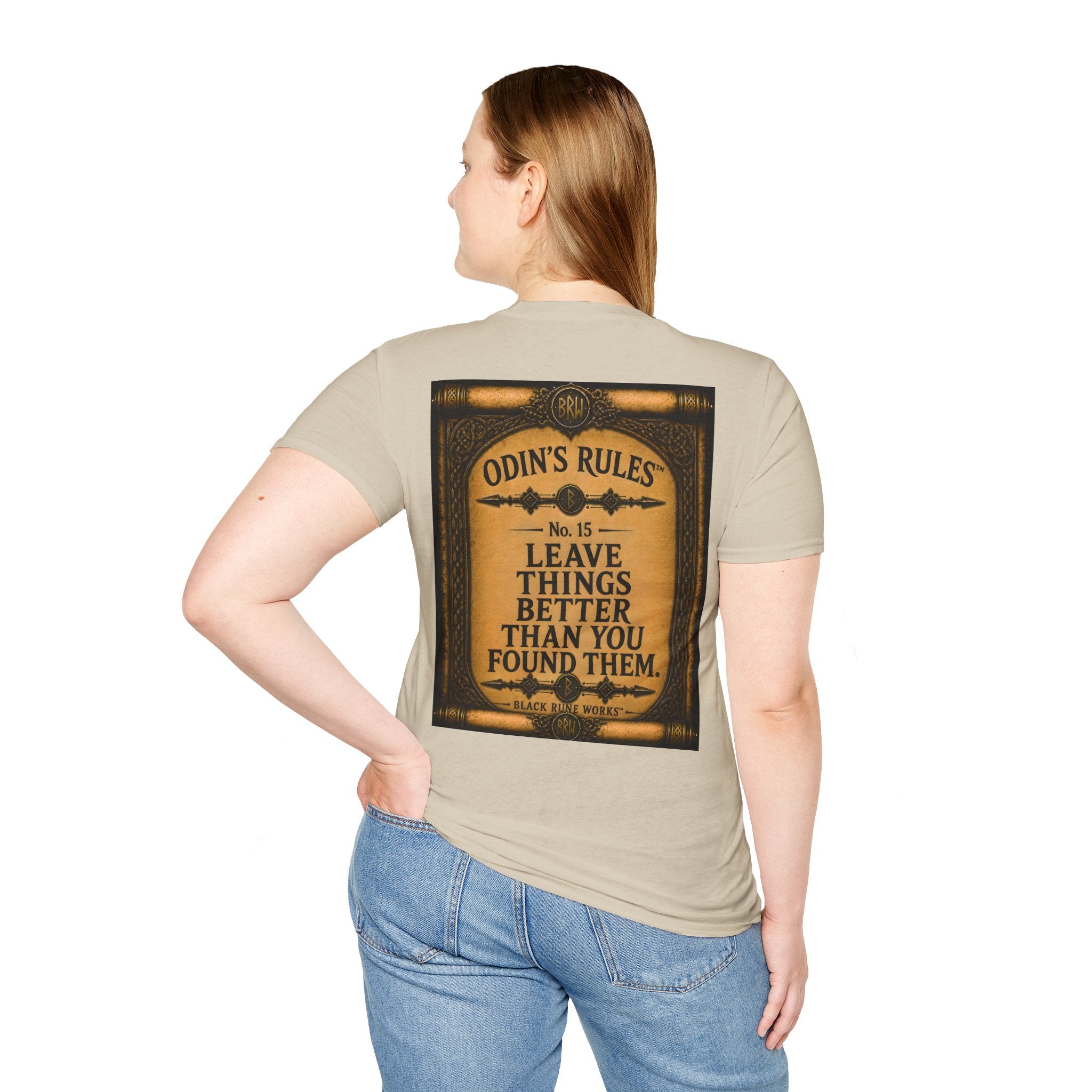 ODIN'S RULES™ No. 15 | Leave Things Better Than You Found Them | Viking Scroll Graphic T-Shirt | Black Rune Works