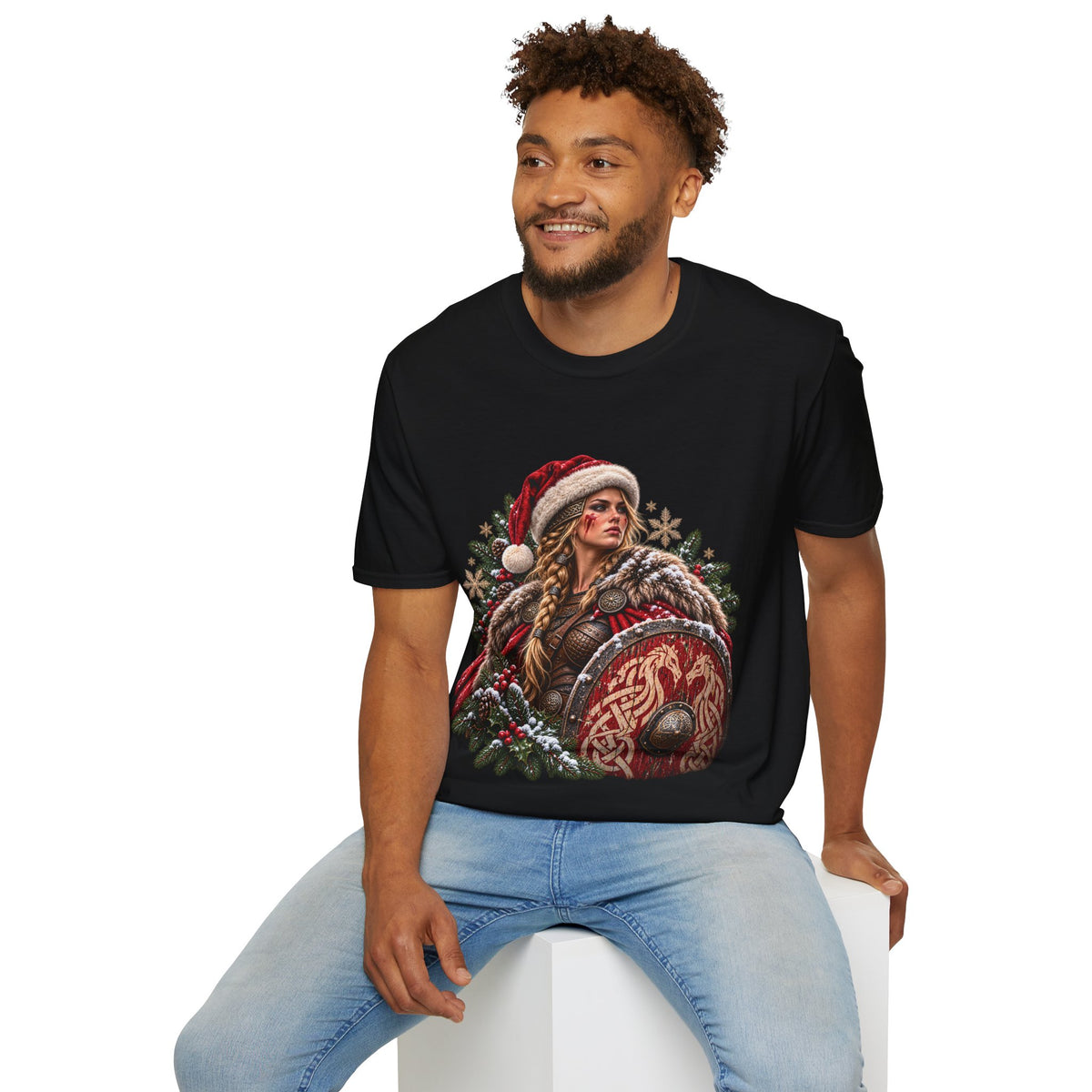 Christmas Shieldmaiden T-Shirt – Nordic Viking Holiday Warrior Tee