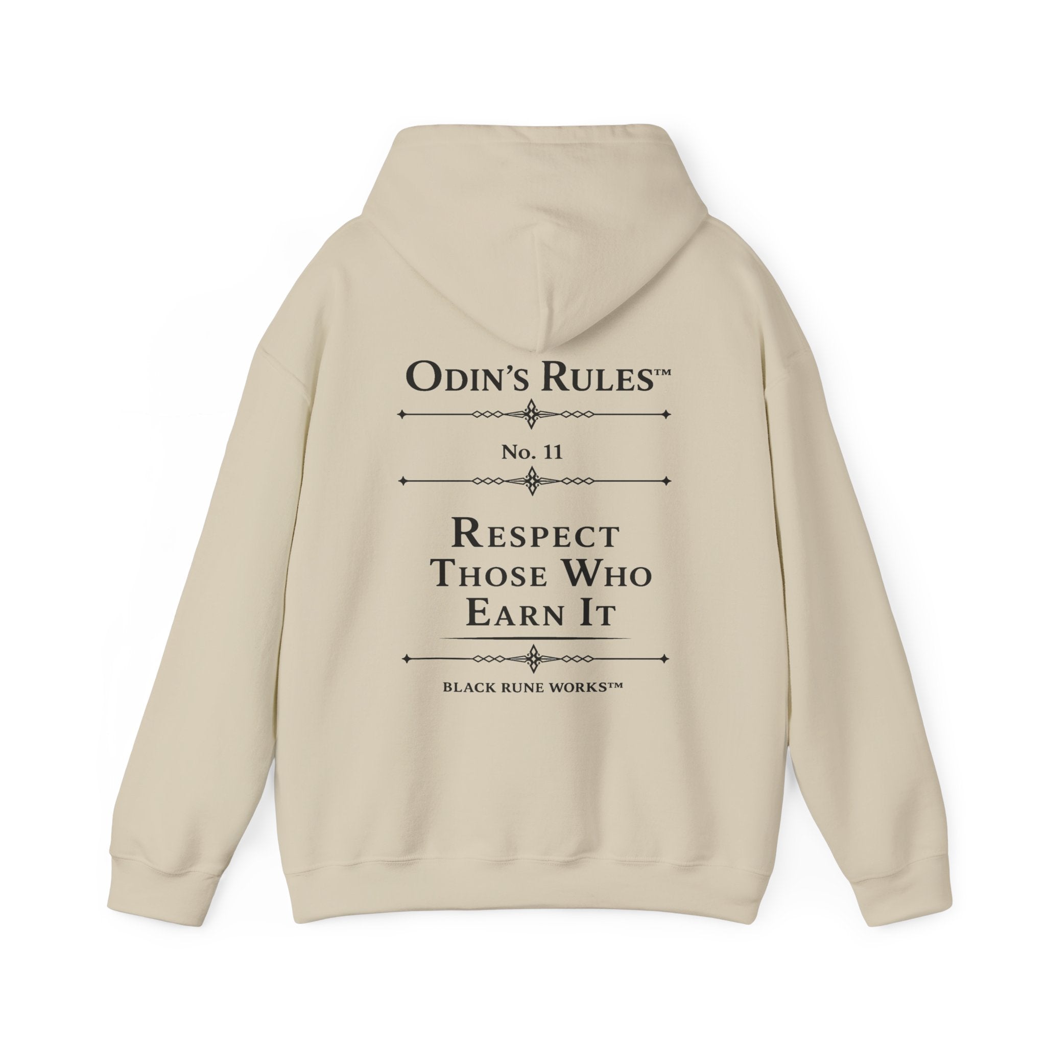 ODIN'S RULES™ Rule #11 | Respect Those Who Earn It | Viking Norse Warrior Hoodie | Black Rune Works