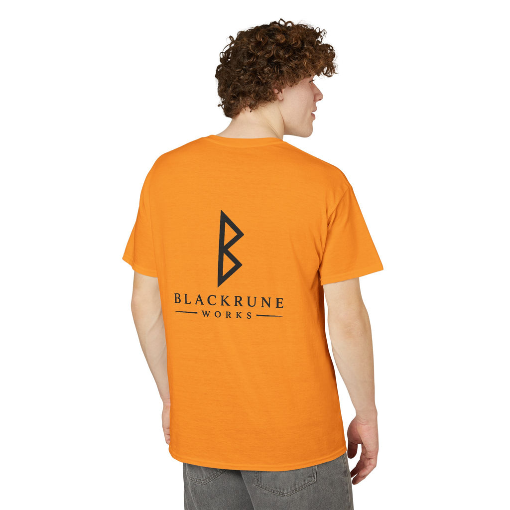 Black Rune Works Signature DryBlend T-Shirt Front and Back Logo
