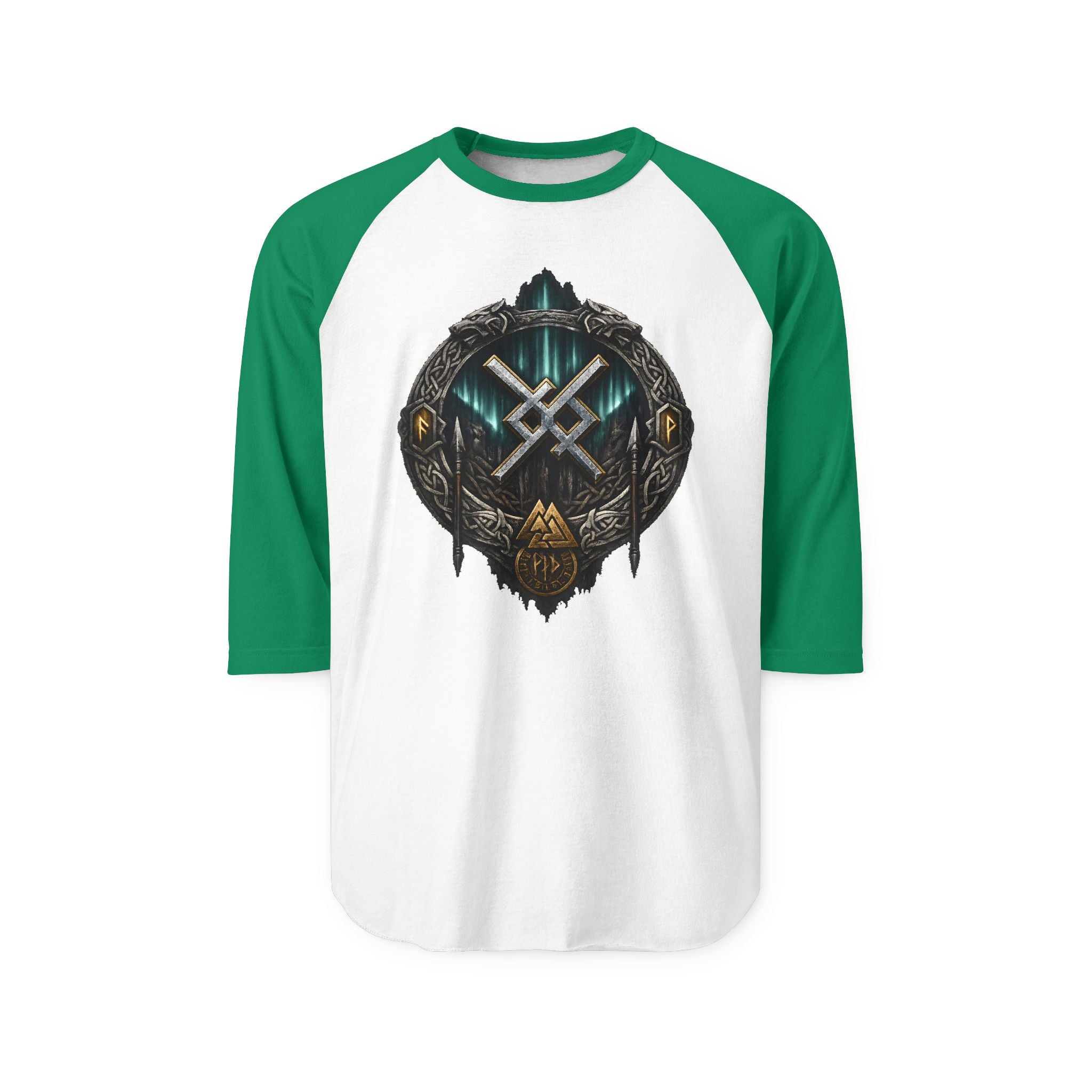 Aurora Eternal Love Rune Raglan Shirt | Norse Viking 3/4 Sleeve | Black Rune Works