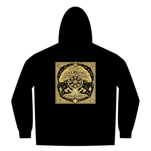 Gold Yggdrasil Rune Sherpa-Lined Full-Zip Hoodie — Black Rune Works product image 1