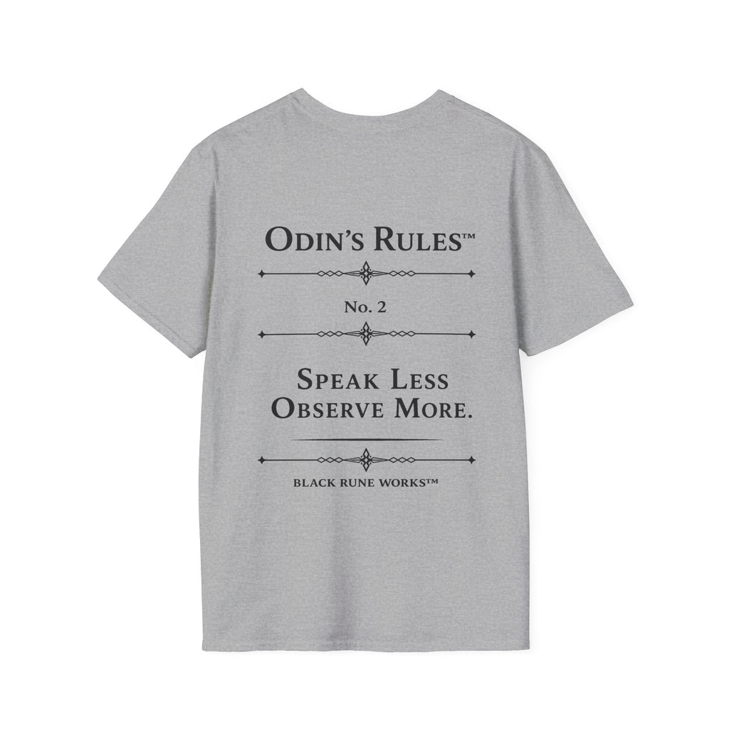 Odin's Rules™ Rule #2 | Speak Less, Observe More | Viking Norse Warrior Shirt | Black Rune Works