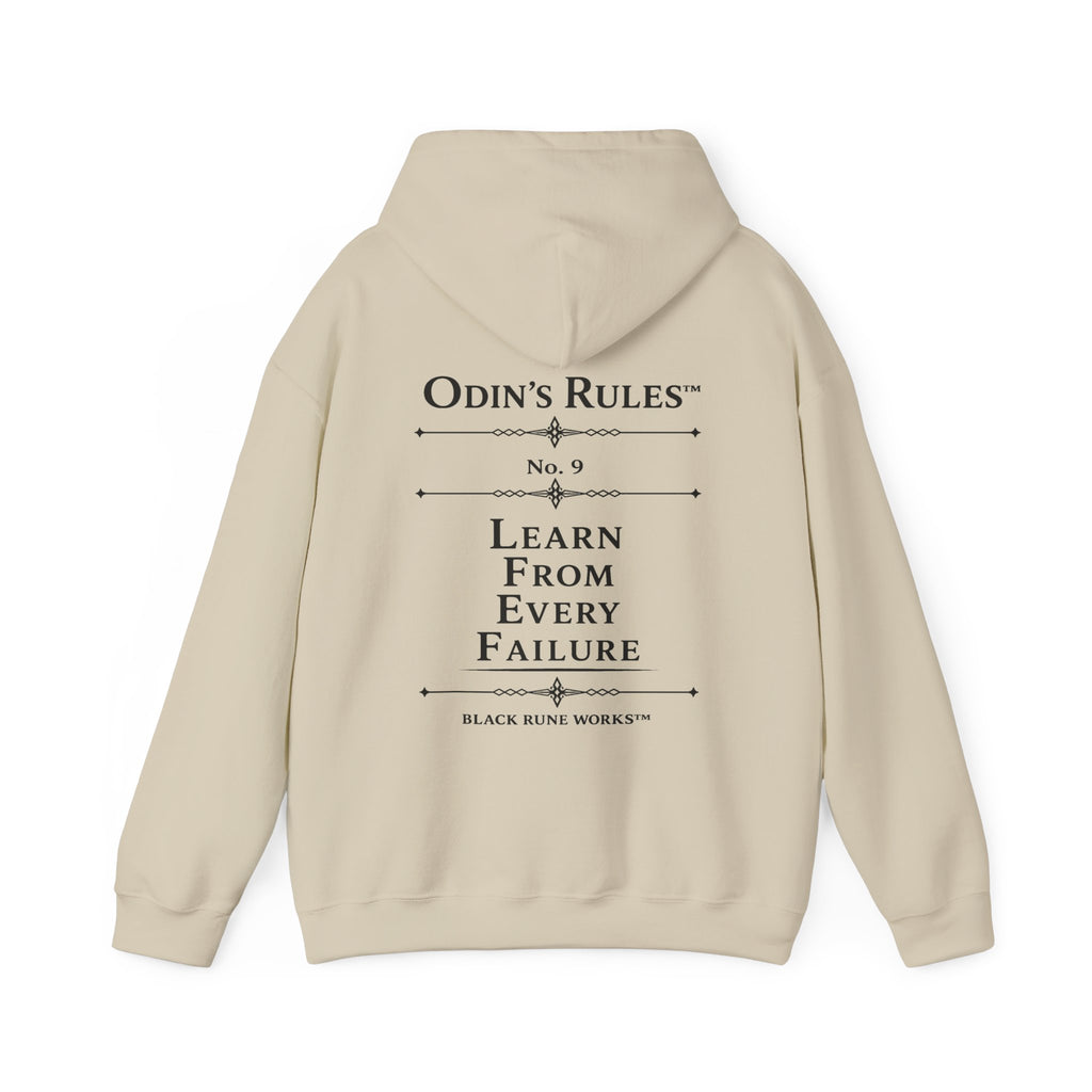 Odin's Rules™ Rule #9 | Learn From Every Failure | Viking Norse Warrior Hoodie | Black Rune Works