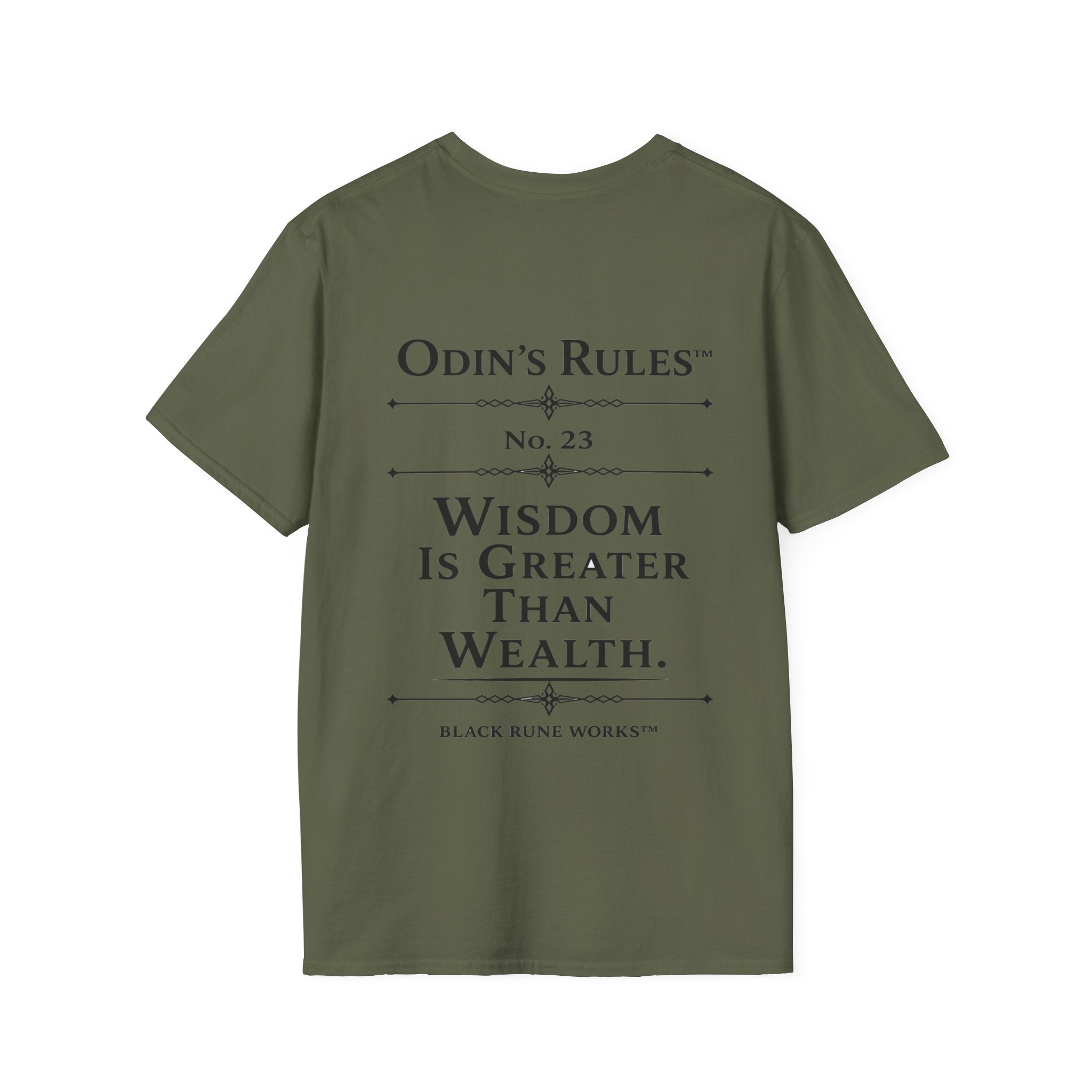ODIN'S RULES™ Rule #23 | Wisdom Is Greater Than Wealth | Viking Norse Warrior Shirt | Black Rune Works