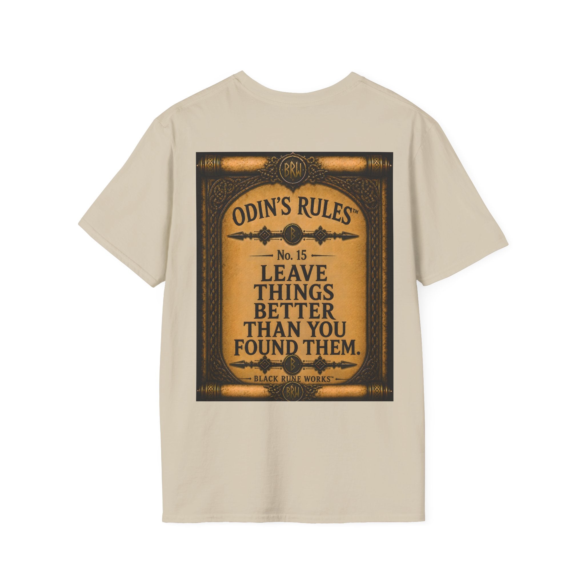 ODIN'S RULES™ No. 15 | Leave Things Better Than You Found Them | Viking Scroll Graphic T-Shirt | Black Rune Works