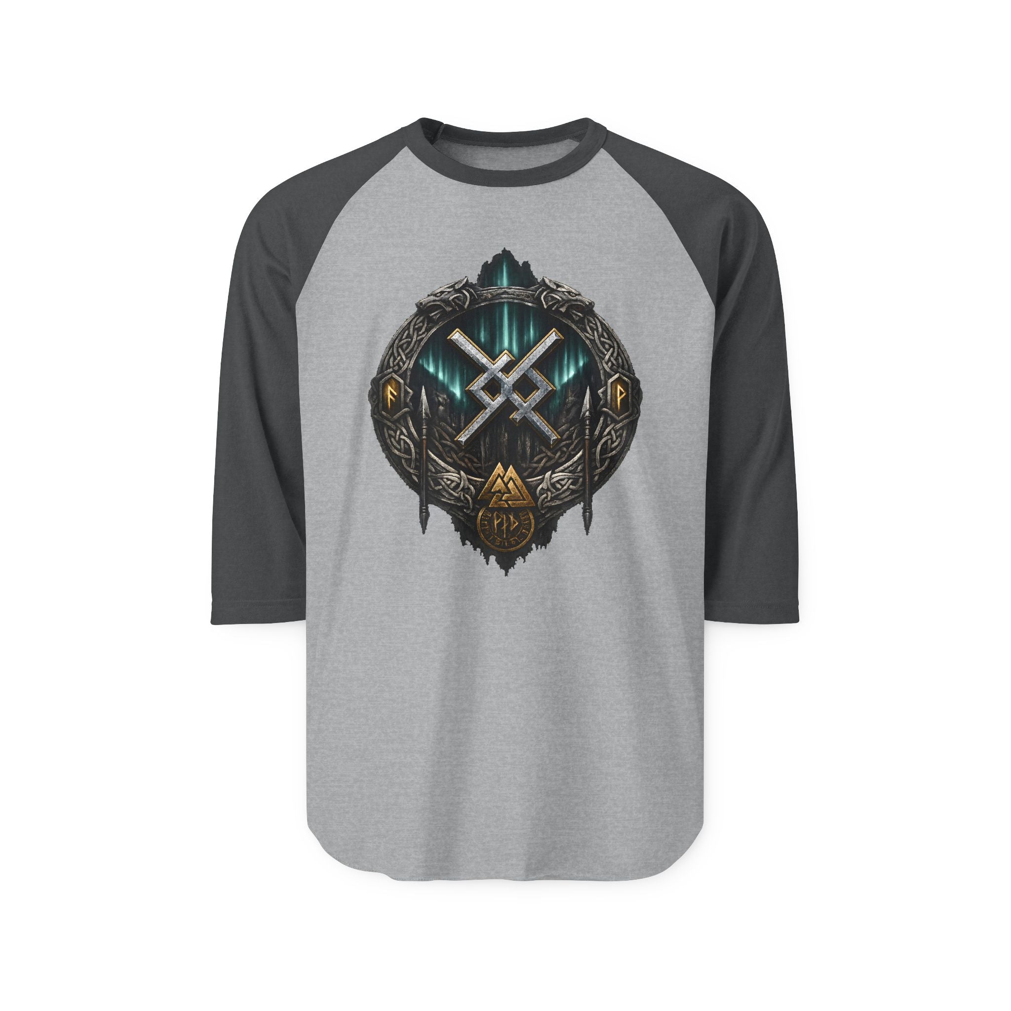 Aurora Eternal Love Rune Raglan Shirt | Norse Viking 3/4 Sleeve | Black Rune Works