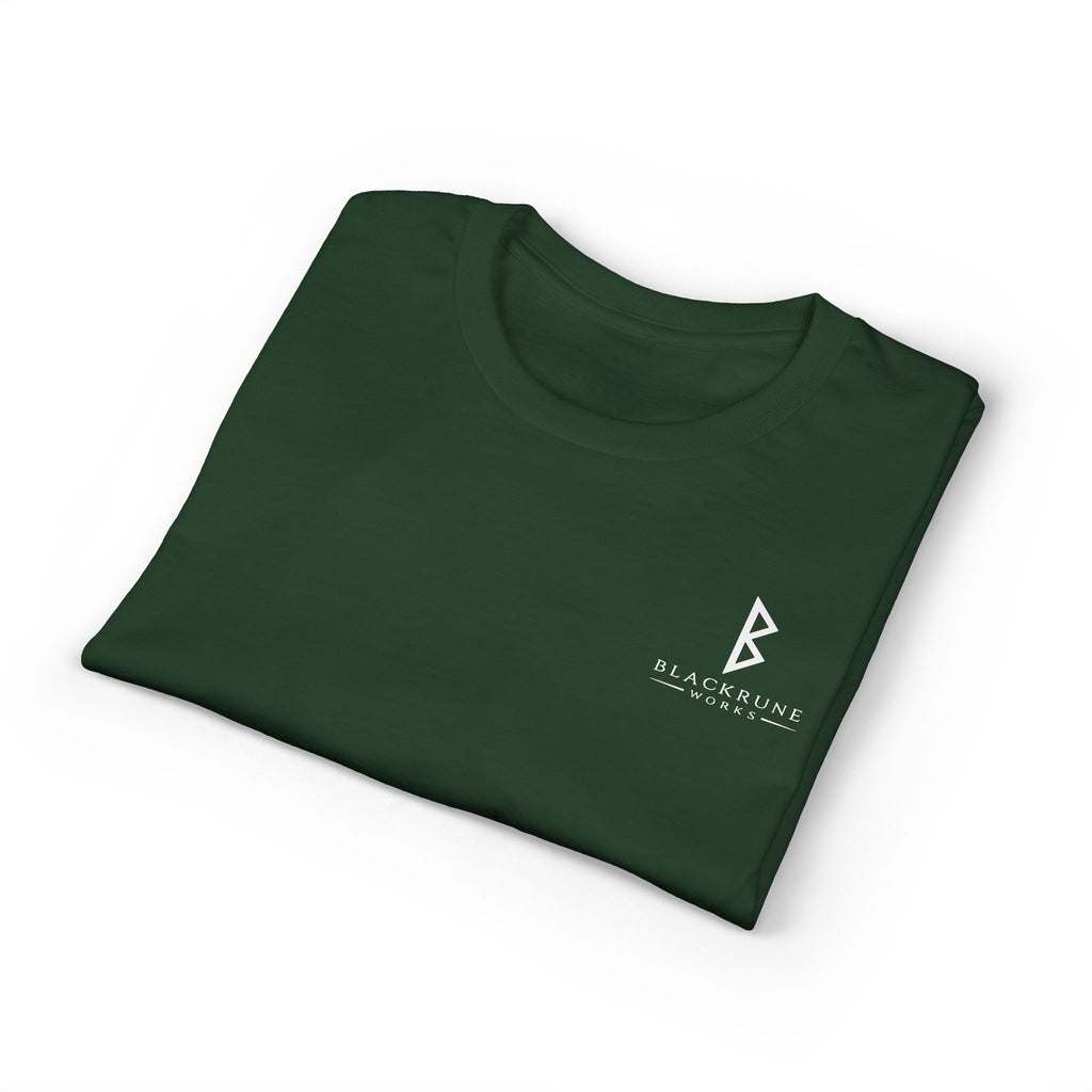 Black Rune Works Signature DryBlend T-Shirt Front and Back Logo
