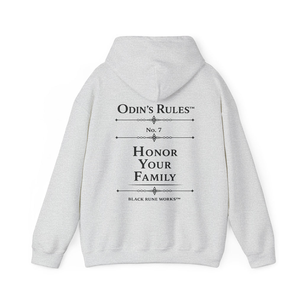 Odin's Rules™ Rule #7 | Honor Your Family | Viking Norse Warrior Hoodie | Black Rune Works