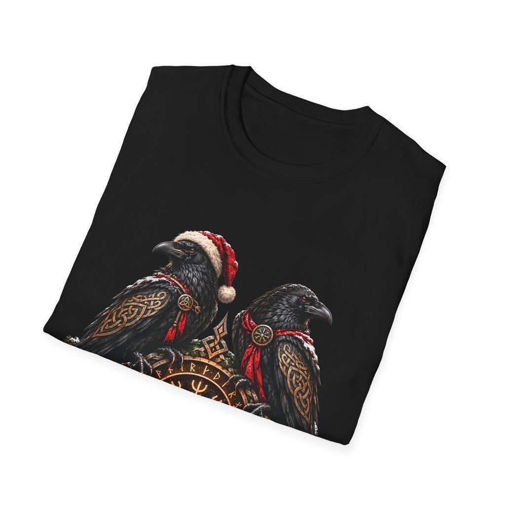 Christmas Ravens T-Shirt – Nordic Viking Holiday Raven Tee with Norse Knotwork
