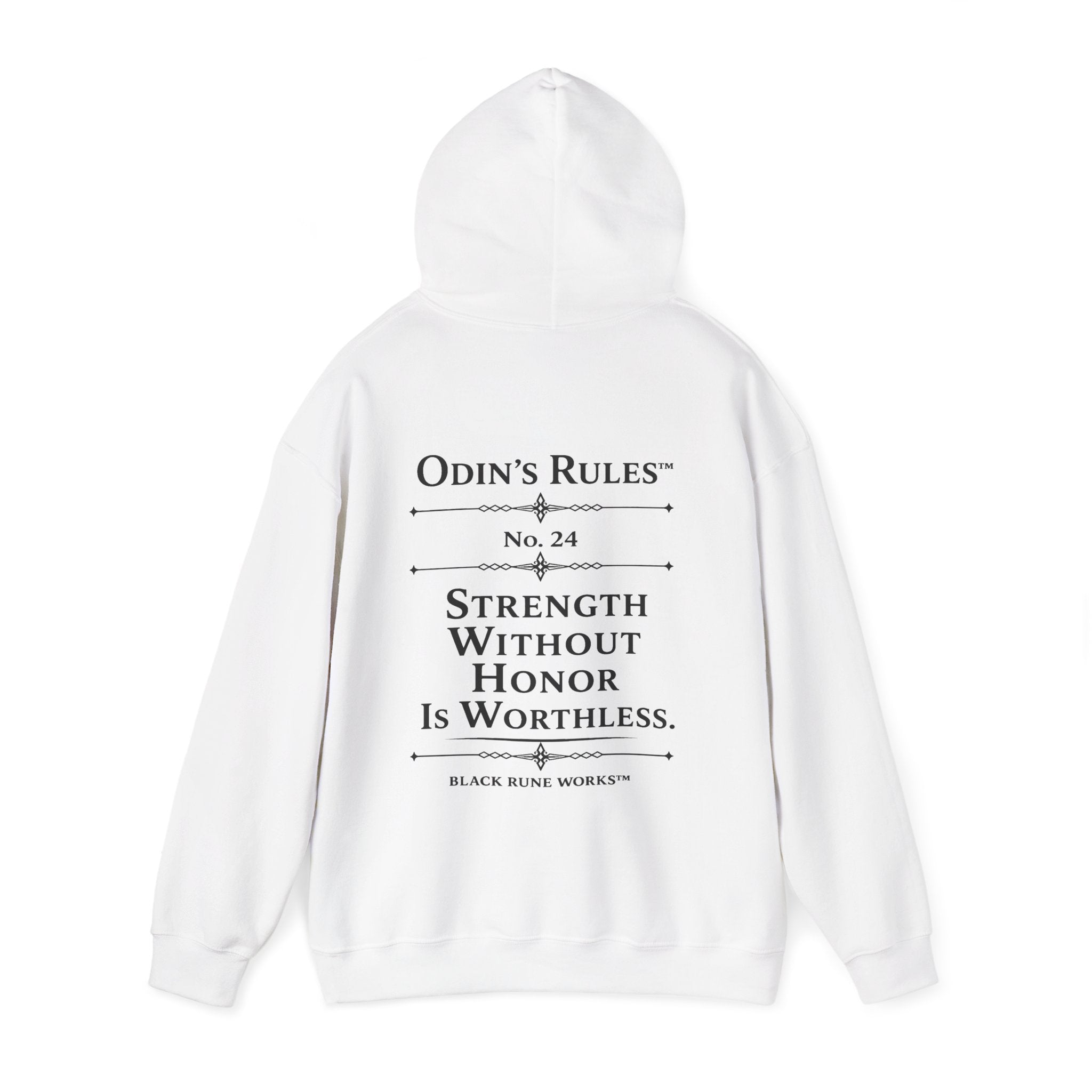 ODIN'S RULES™ Rule #24 | Strength Without Honor Is Worthless | Viking Norse Warrior Hoodie | Black Rune Works