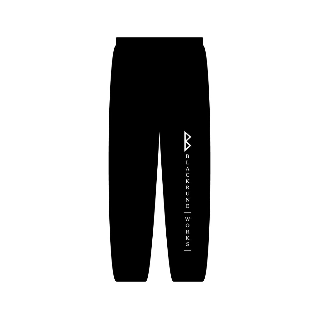 Black Rune Works Sweatpants Minimal Vertical Logo White Joggers