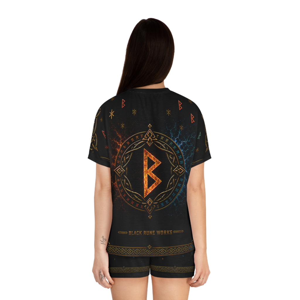 Women’s Rainbow Rune Short Pajama Set | Black Nordic Sleepwear | Black Rune Works