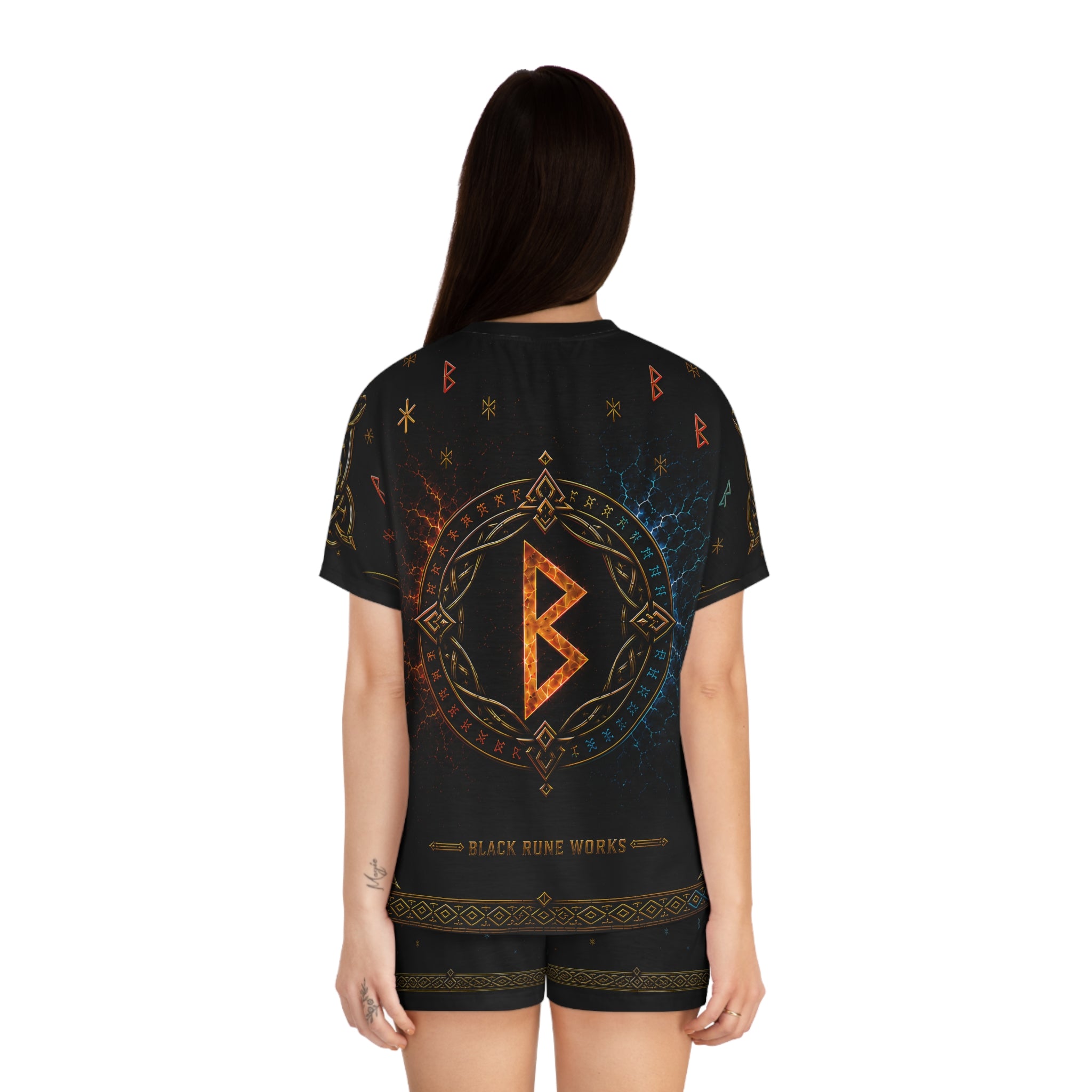 Women’s Rainbow Rune Short Pajama Set | Black Nordic Sleepwear | Black Rune Works