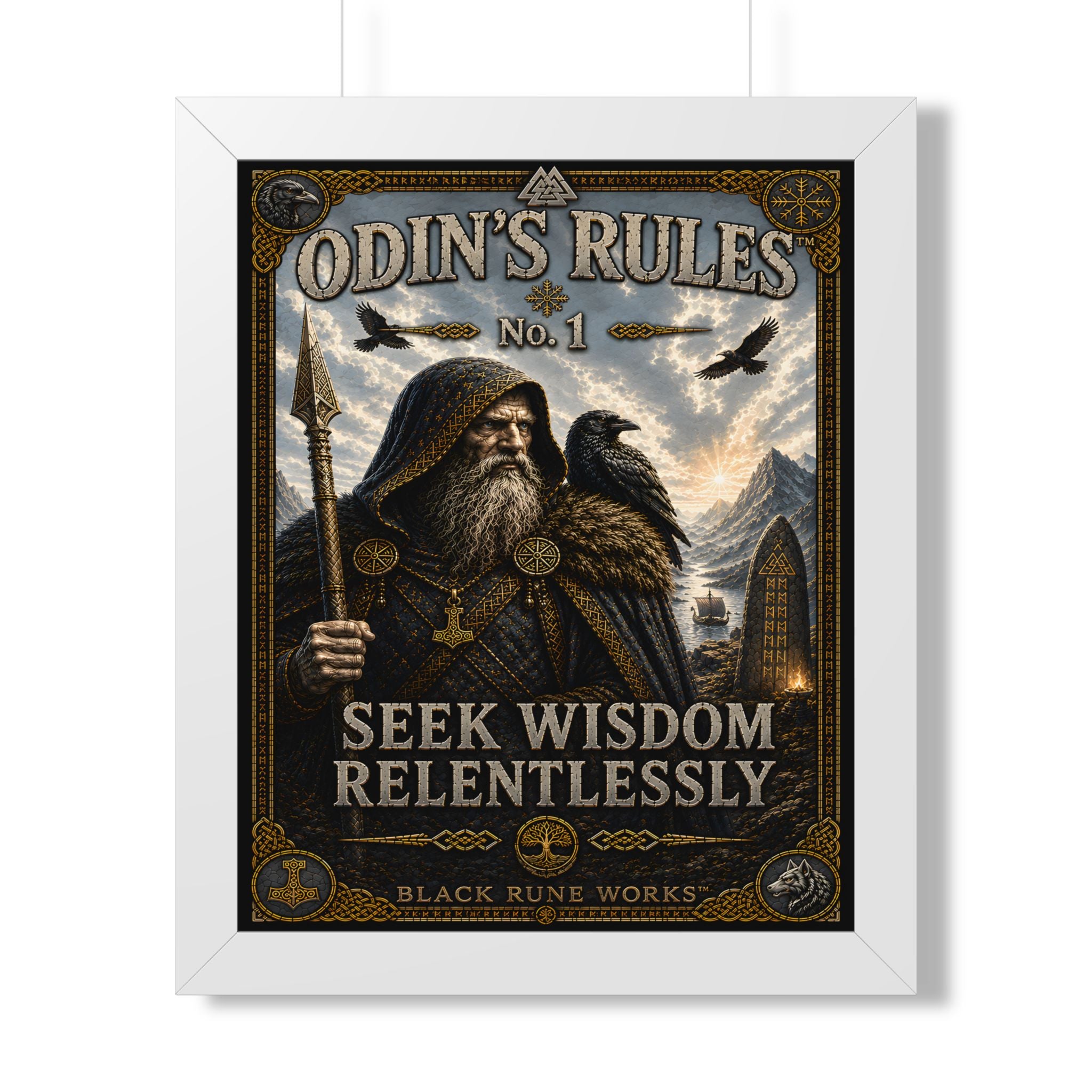 ODIN'S RULES™ No. 1 – Seek Wisdom Relentlessly Framed Poster