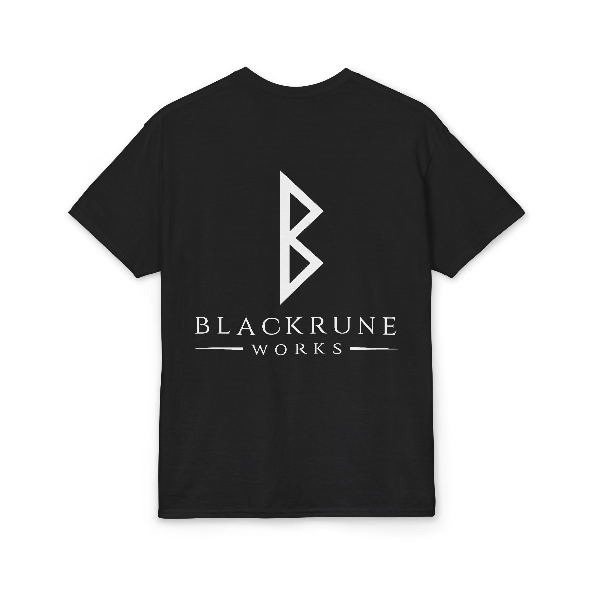 Black Rune Works Signature DryBlend T-Shirt Front and Back Logo