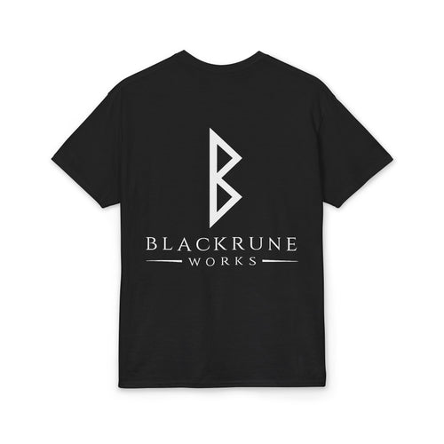 Black Rune Works – Small Front and Large Back Logo DryBlend T-Shirt
