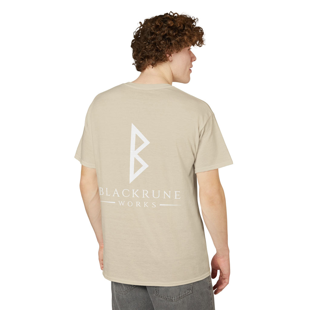 Black Rune Works Signature DryBlend T-Shirt Front and Back Logo