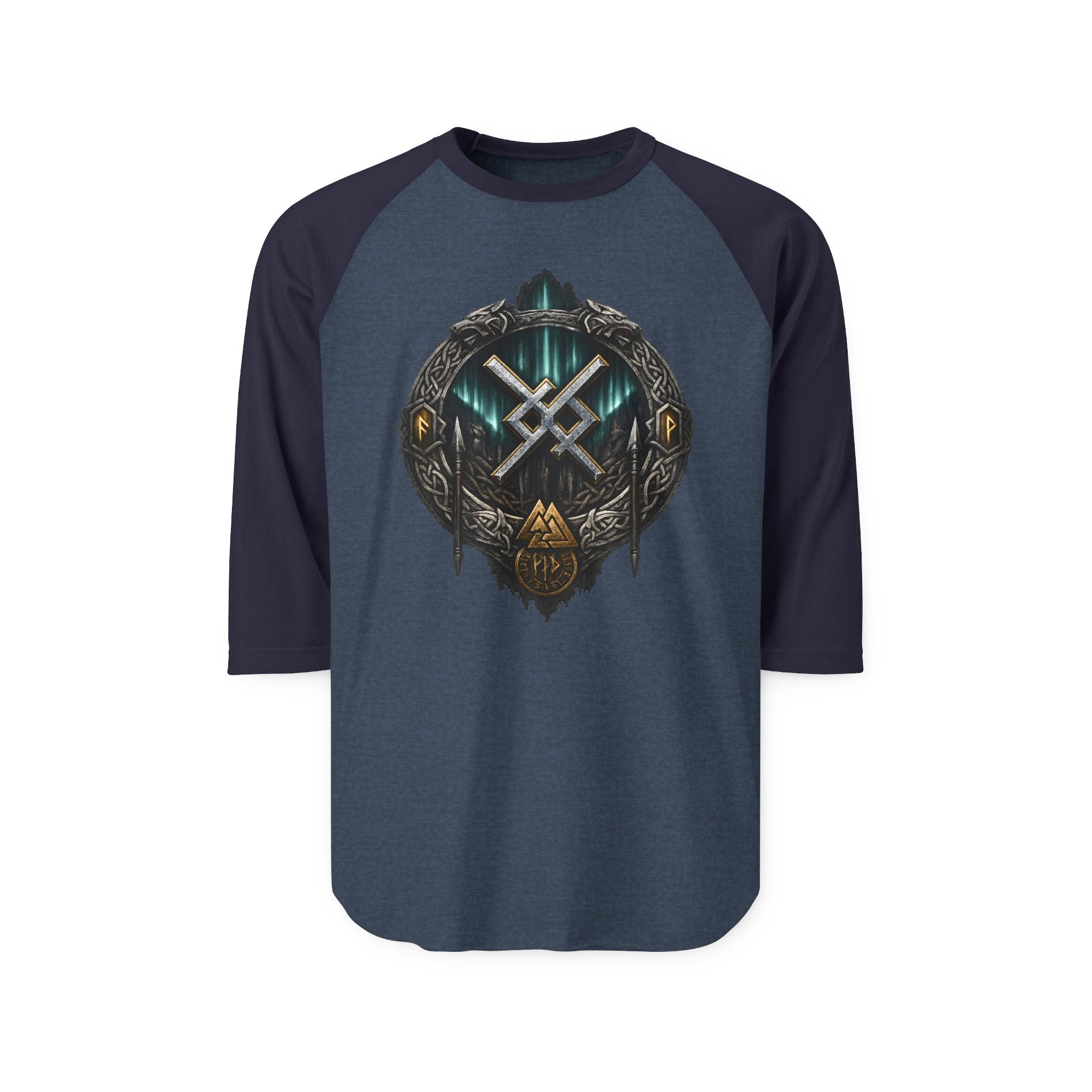 Aurora Eternal Love Rune Raglan Shirt | Norse Viking 3/4 Sleeve | Black Rune Works