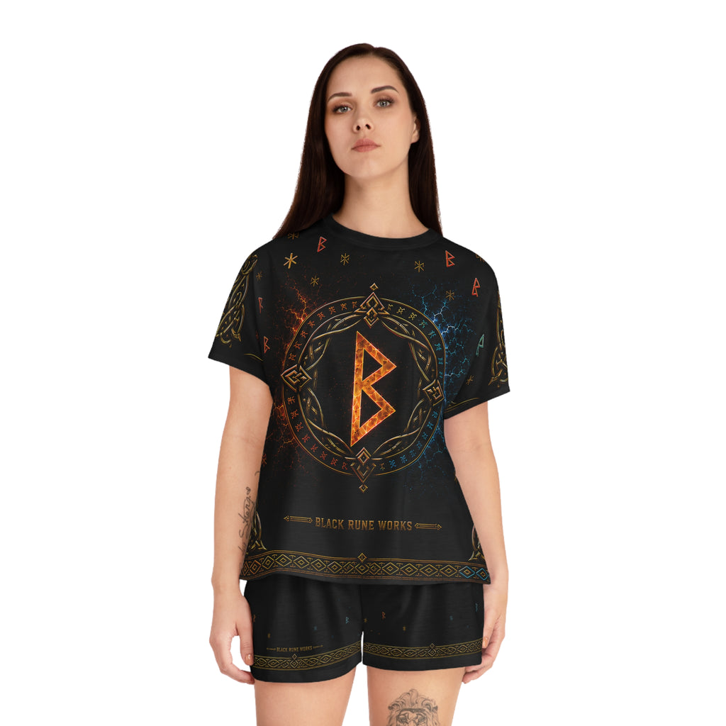 Women’s Rainbow Rune Short Pajama Set | Black Nordic Sleepwear | Black Rune Works