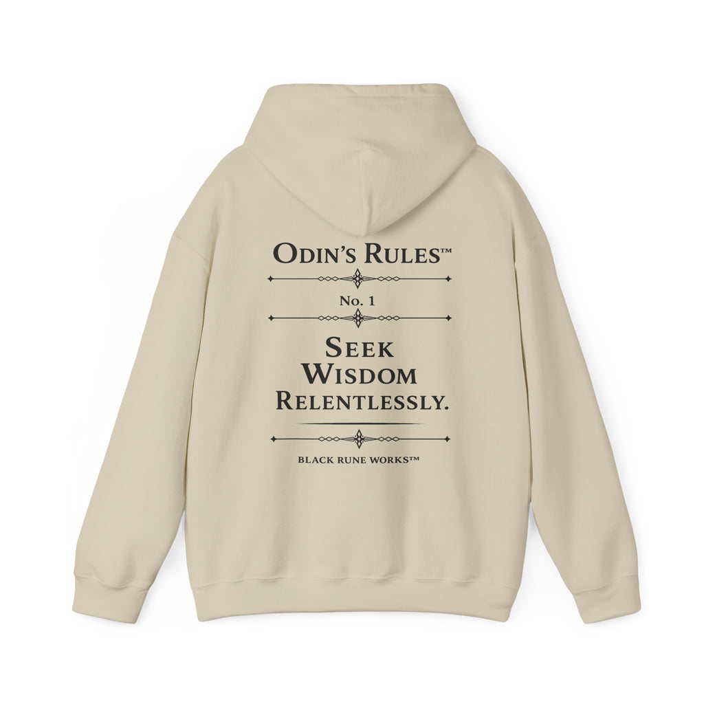 Odin's Rules™ Rule #1 | Seek Wisdom Relentlessly | Viking Norse Warrior Hoodie | Black Rune Works