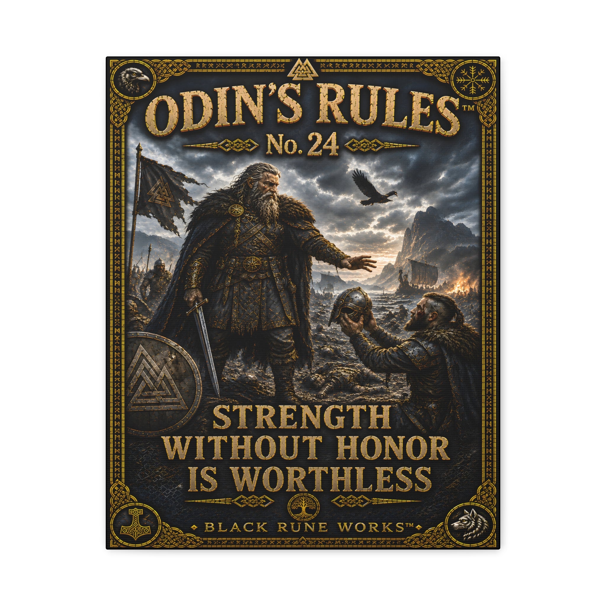 ODIN'S RULES™ No. 24 – Strength Without Honor Is Worthless | Viking Warrior Canvas