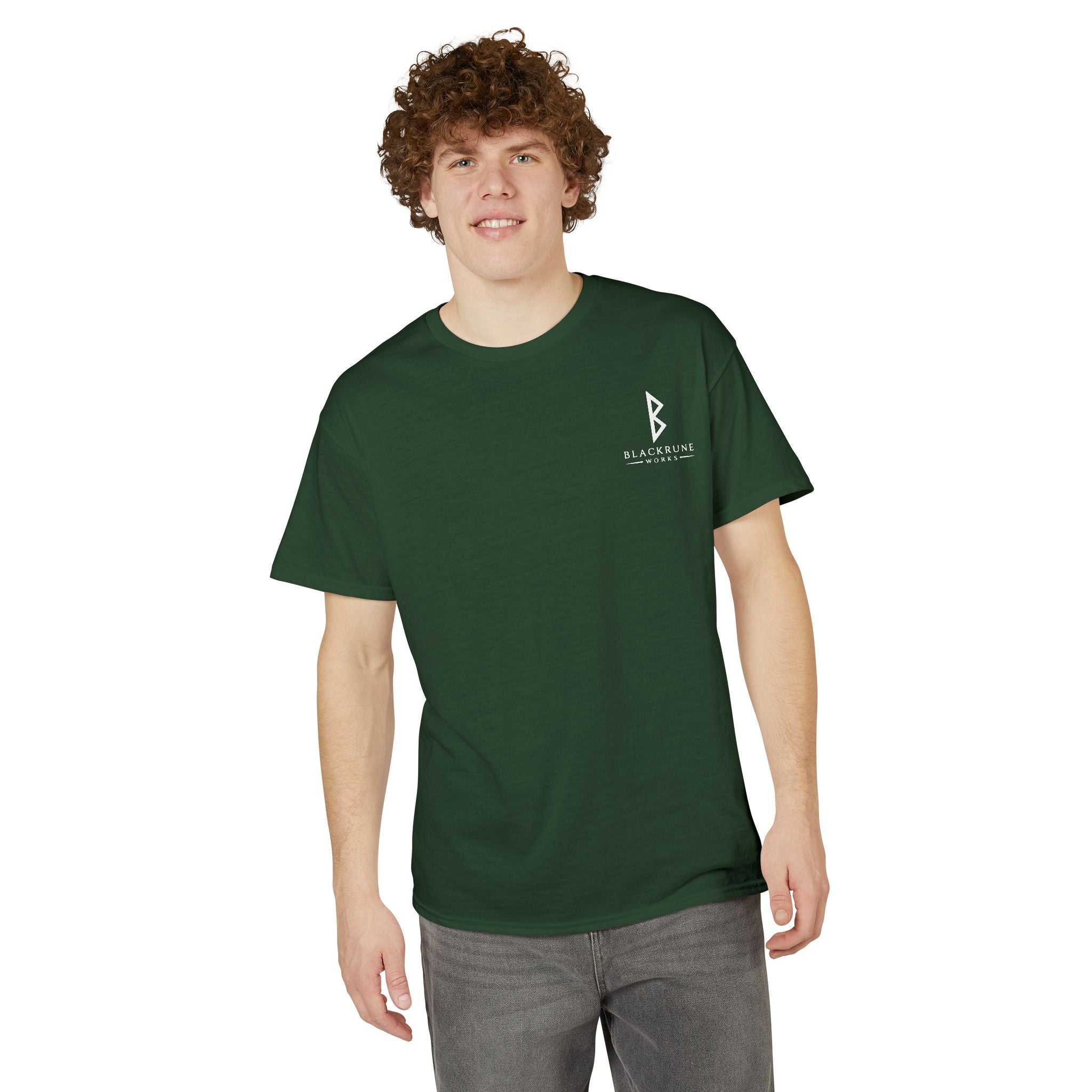 Black Rune Works Signature DryBlend T-Shirt Front and Back Logo