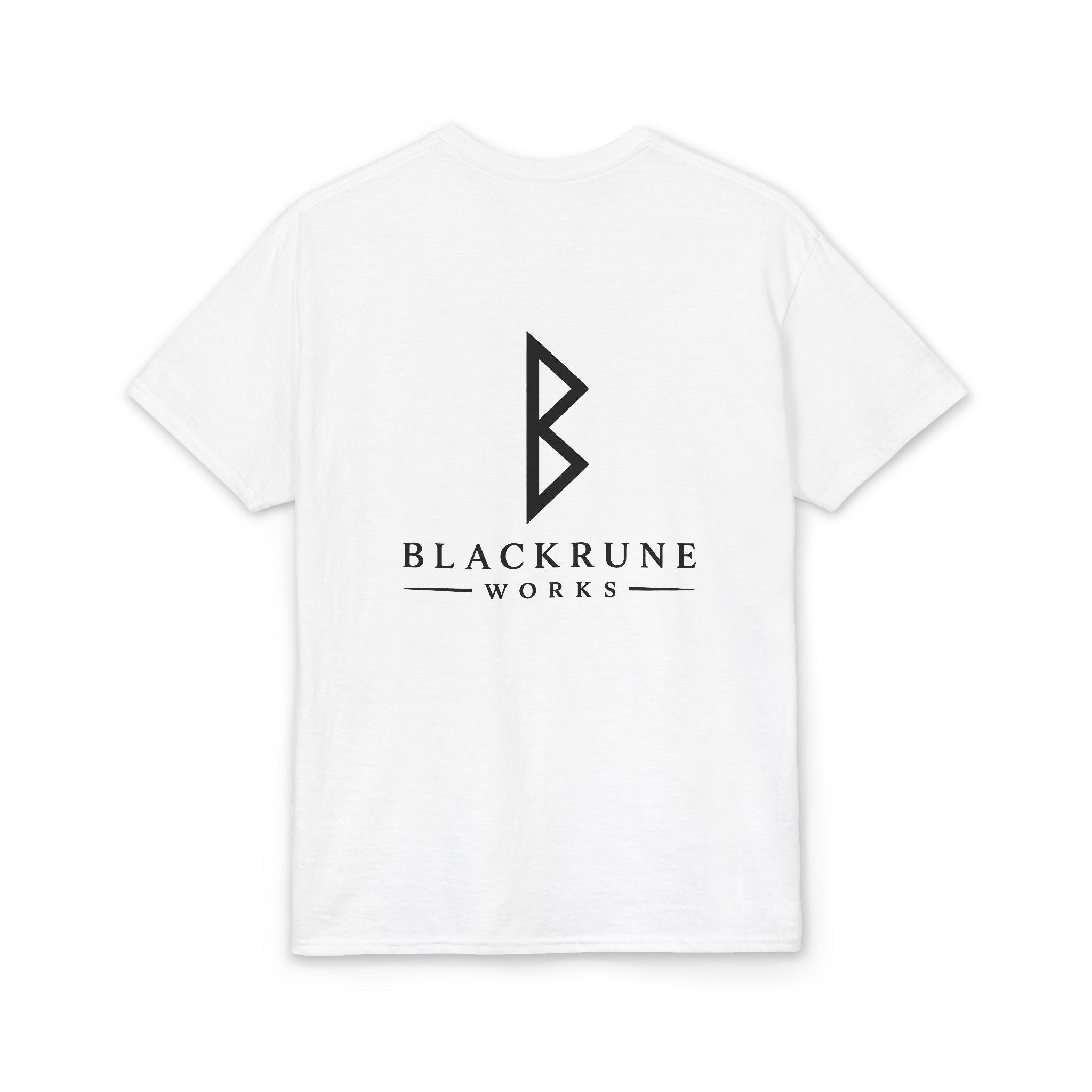 Black Rune Works Signature DryBlend T-Shirt Front and Back Logo