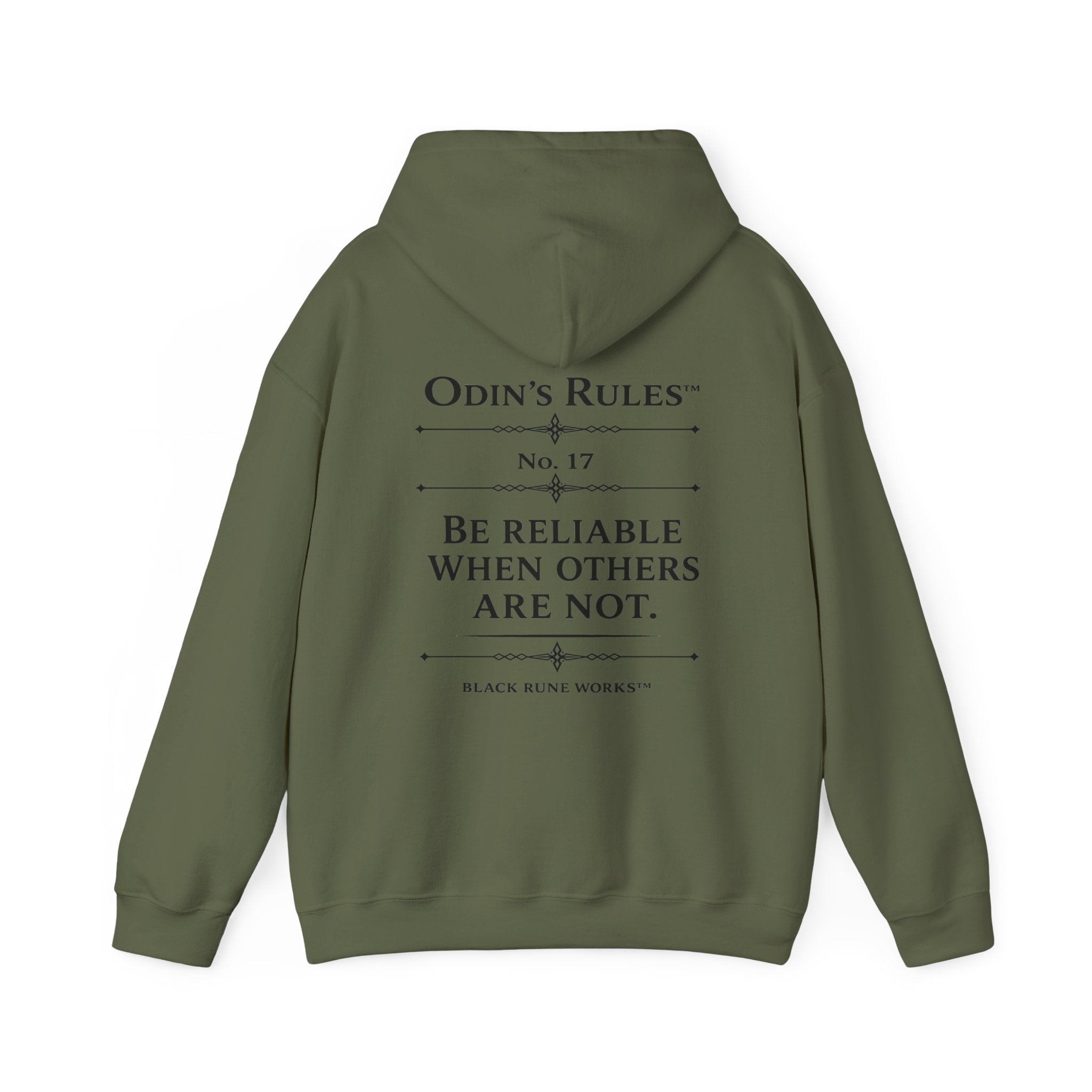 ODIN'S RULES™ Rule #17 | Be Reliable When Others Are Not | Viking Norse Warrior Hoodie | Black Rune Works