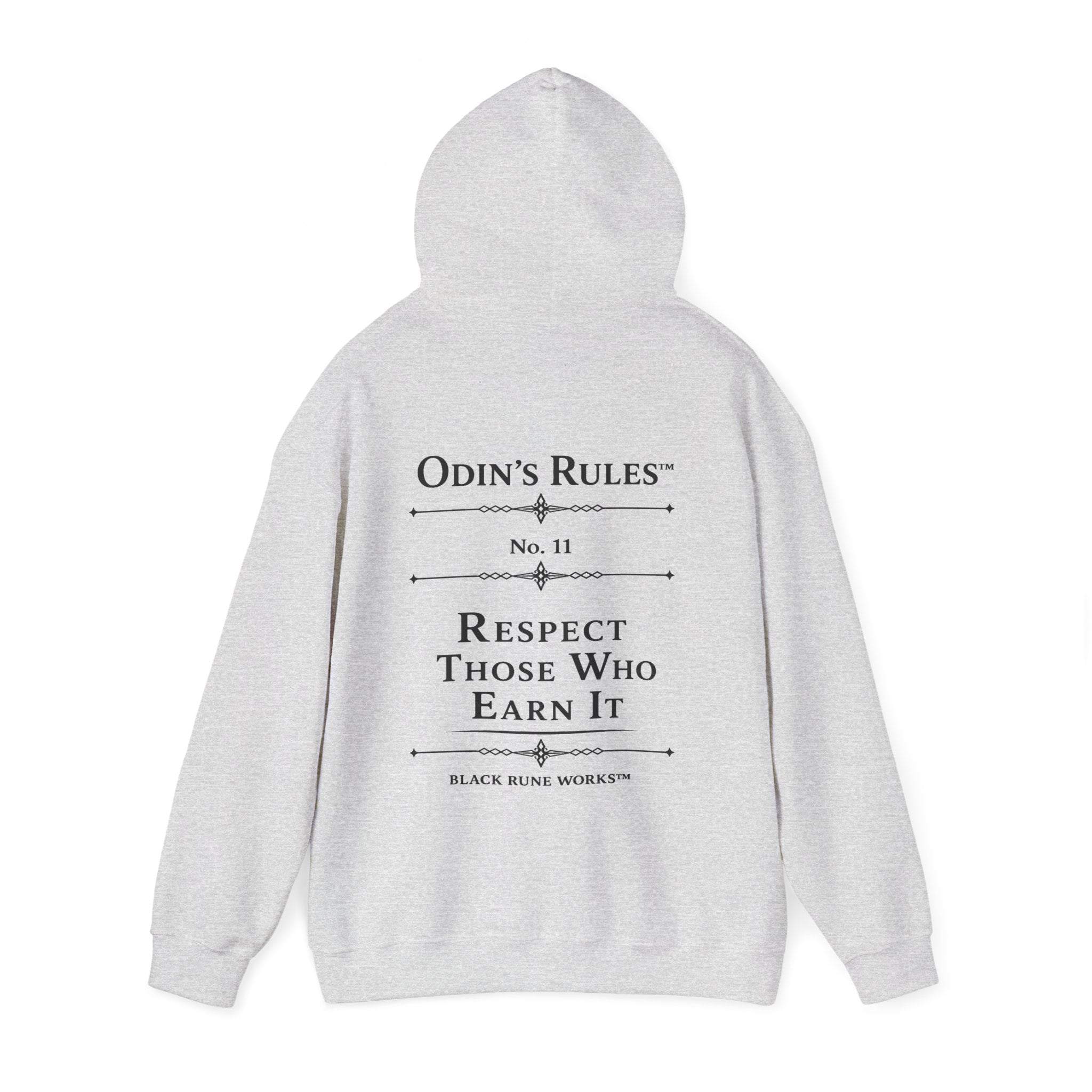 ODIN'S RULES™ Rule #11 | Respect Those Who Earn It | Viking Norse Warrior Hoodie | Black Rune Works