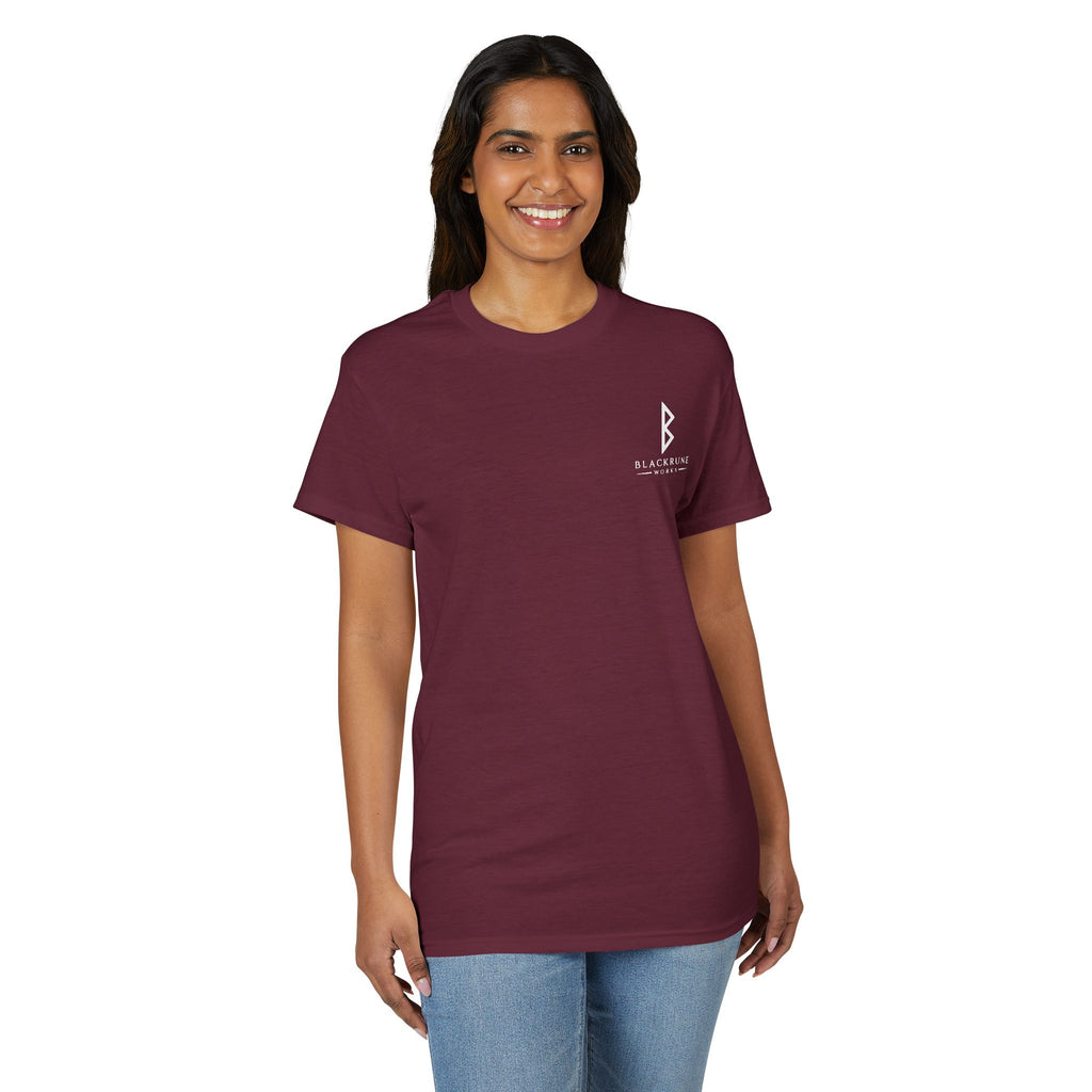 Black Rune Works Signature DryBlend T-Shirt Front and Back Logo