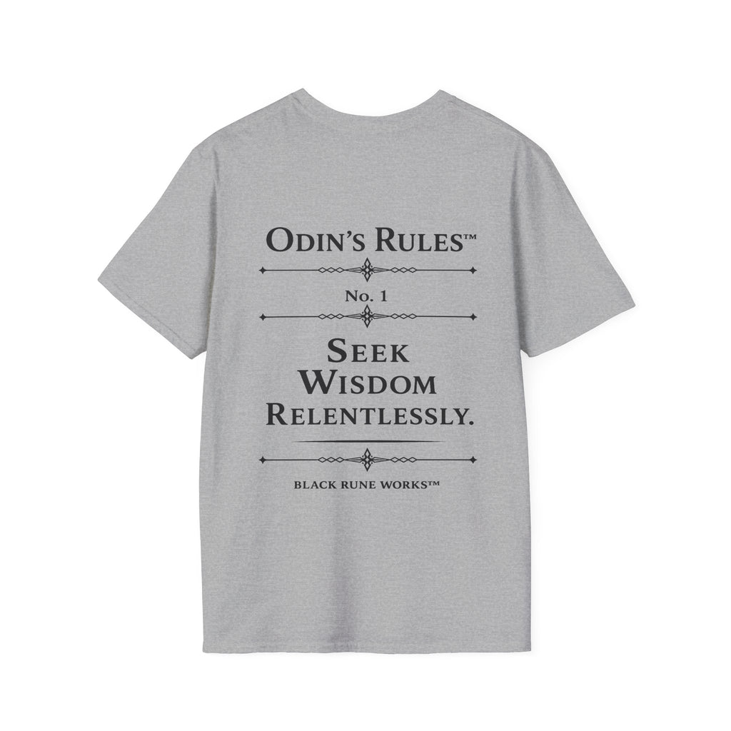 Odin's Rules™ Rule #1 | Seek Wisdom Relentlessly | Viking Norse Warrior Shirt | Black Rune Works