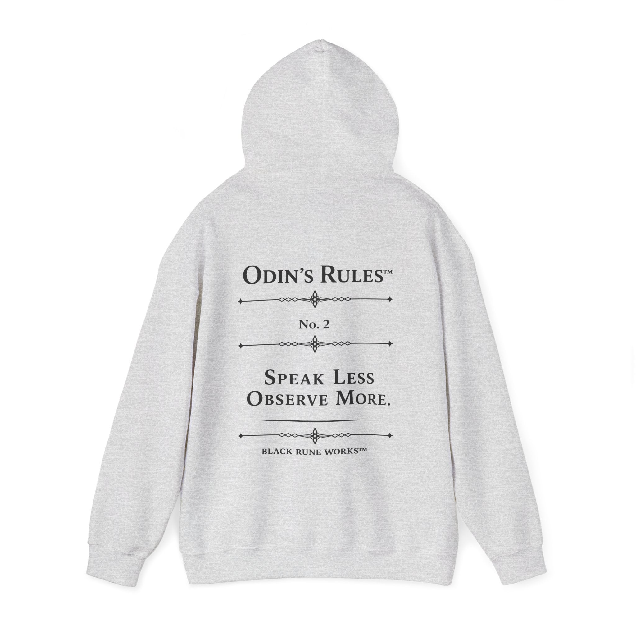 Odin's Rules™ Rule #2 | Speak Less, Observe More | Viking Norse Warrior Hoodie | Black Rune Works