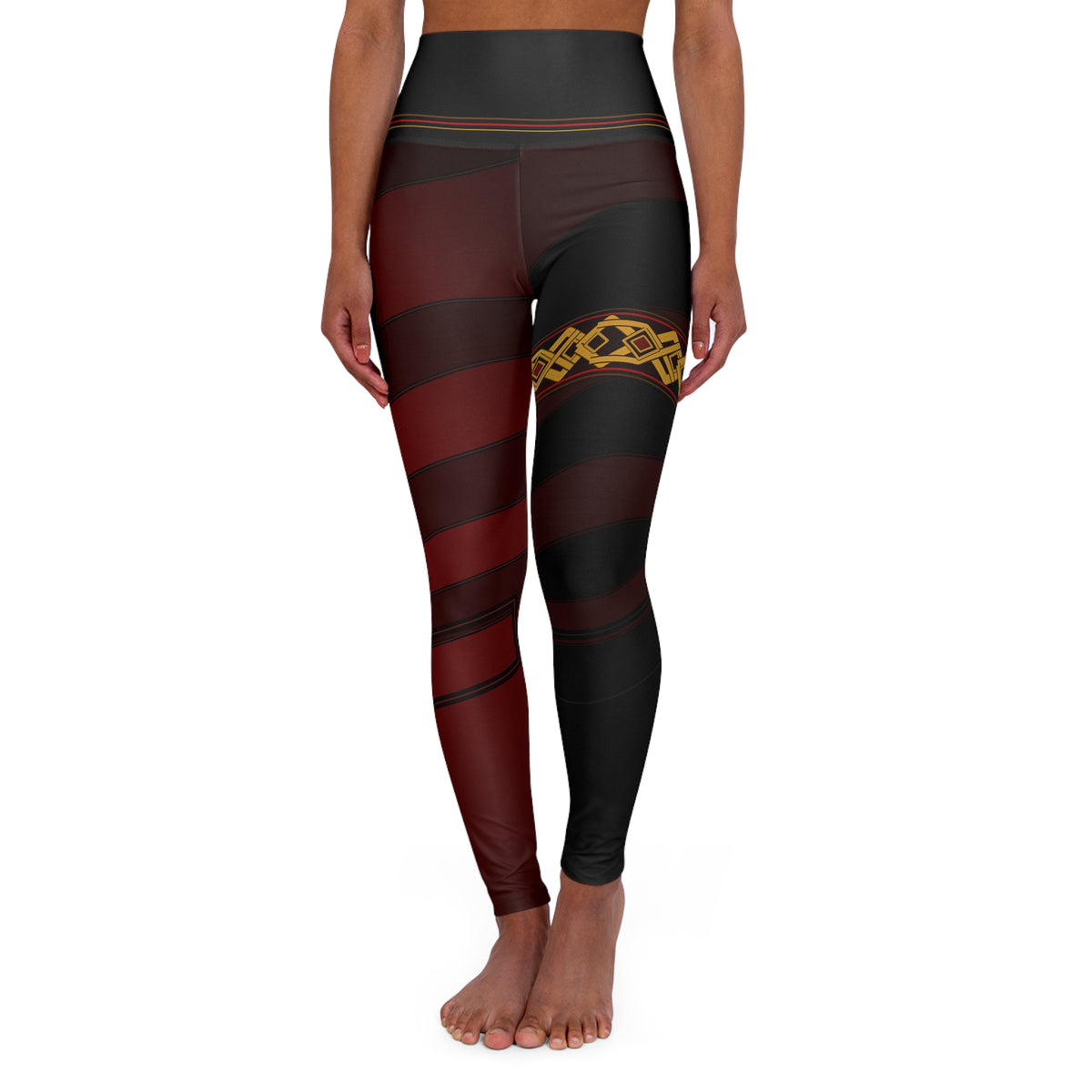 Women’s Burgundy & Black Nordic Rune Leggings