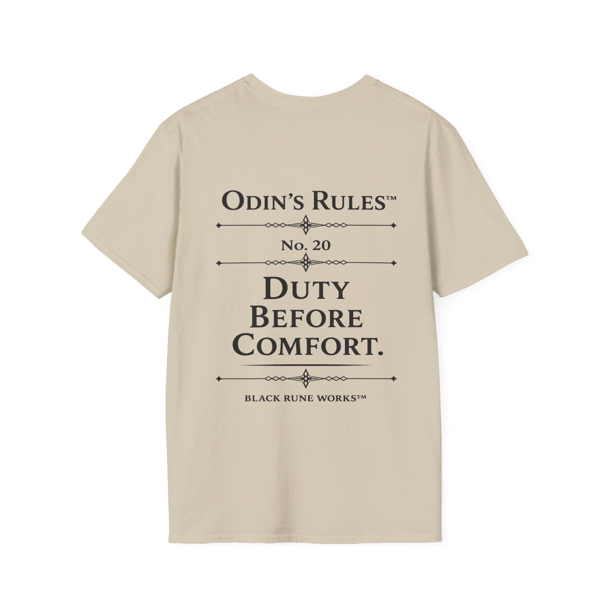 ODIN'S RULES™ Rule #20 | Duty Before Comfort | Viking Norse Warrior Shirt | Black Rune Works
