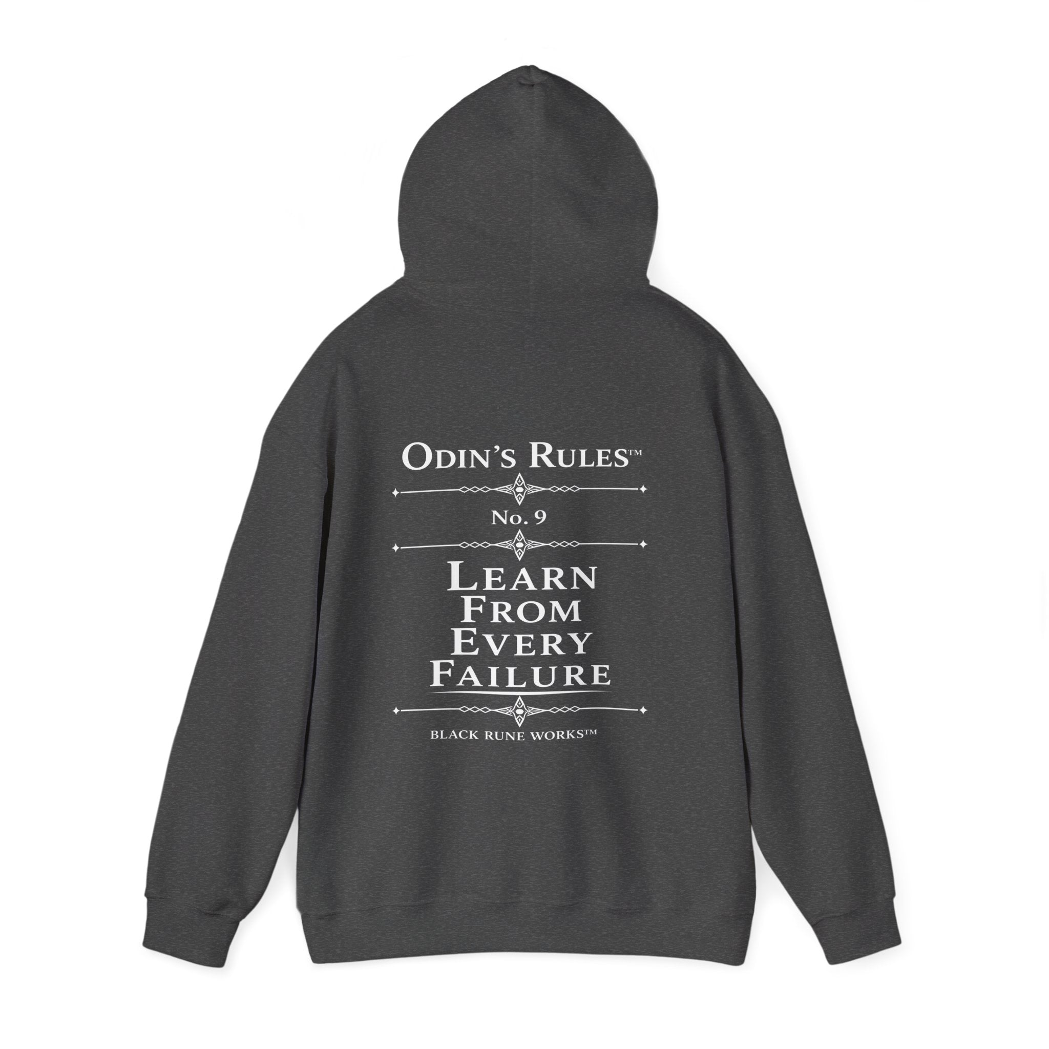 Odin's Rules™ Rule #9 | Learn From Every Failure | Viking Norse Warrior Hoodie | Black Rune Works