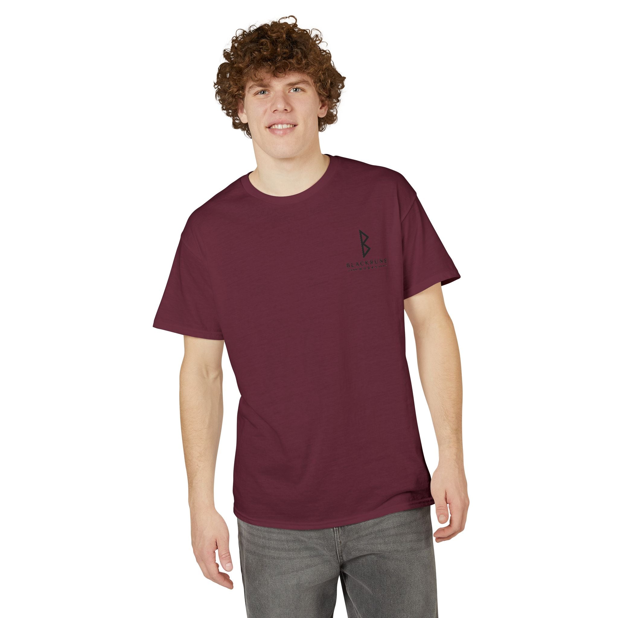 Black Rune Works Signature DryBlend T-Shirt Front and Back Logo
