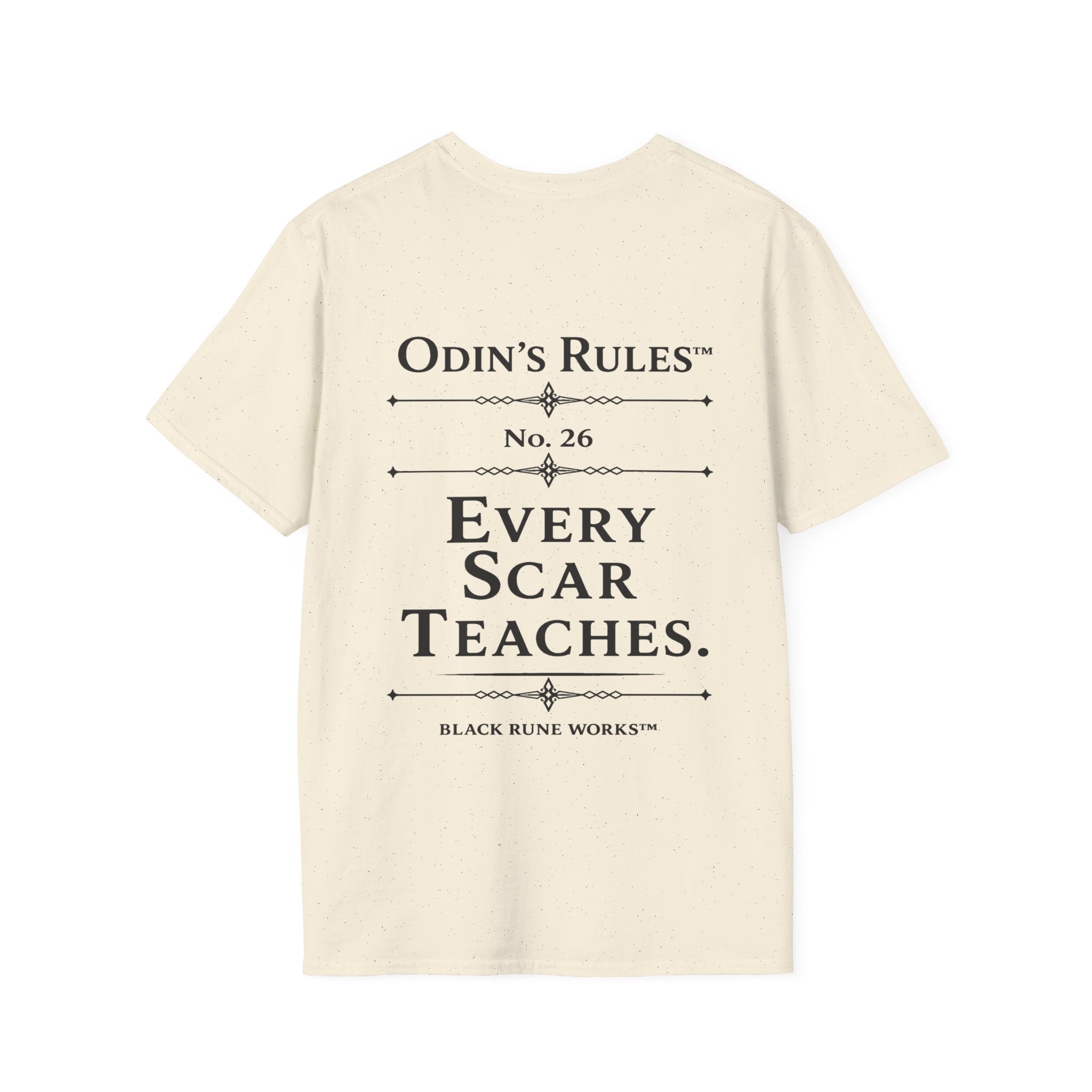 ODIN'S RULES™ Rule #26 | Every Scar Teaches | Viking Norse Warrior Shirt | Black Rune Works