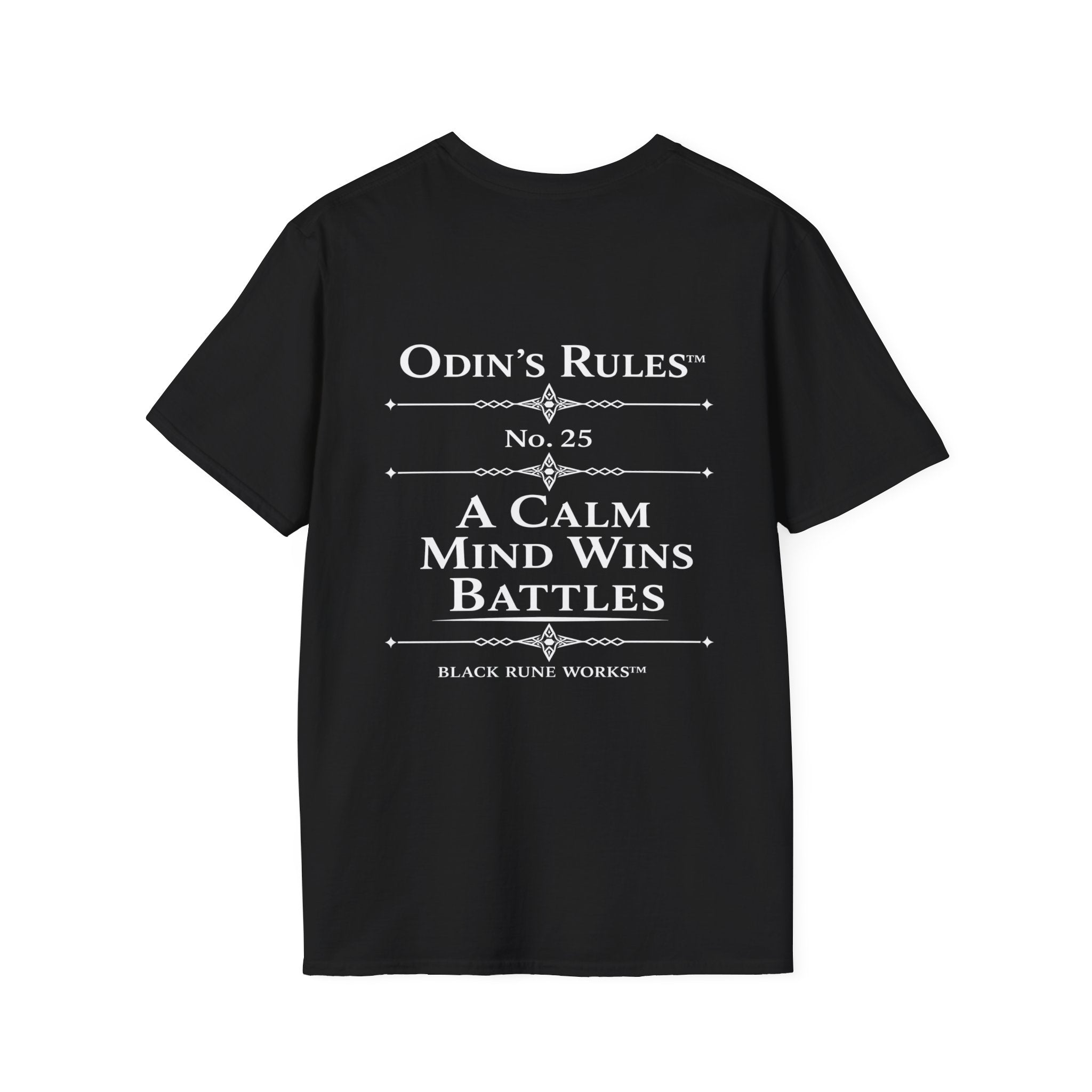 ODIN'S RULES™ Rule #25 | A Calm Mind Wins Battles | Viking Norse Warrior Shirt | Black Rune Works