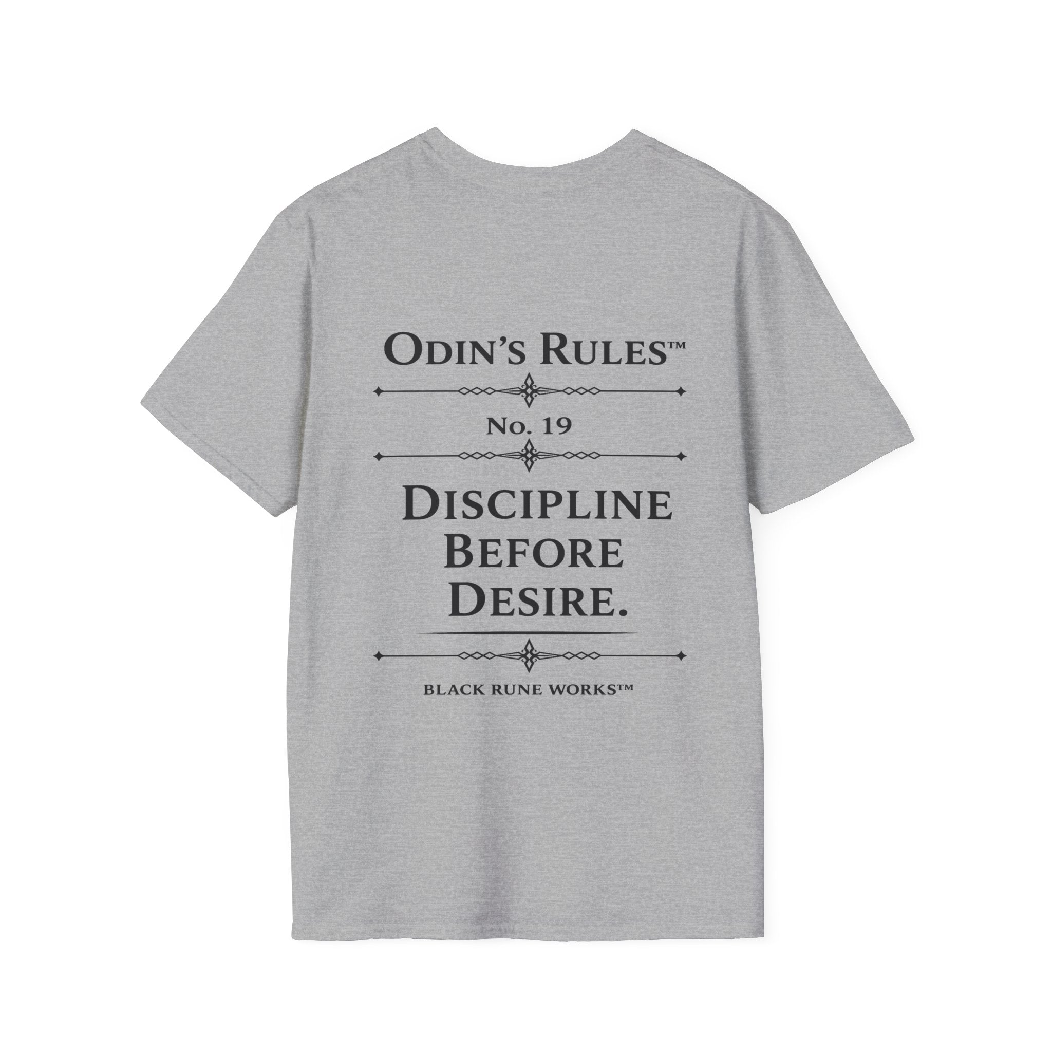 ODIN'S RULES™ Rule #19 | Discipline Before Desire | Viking Norse Warrior Shirt | Black Rune Works