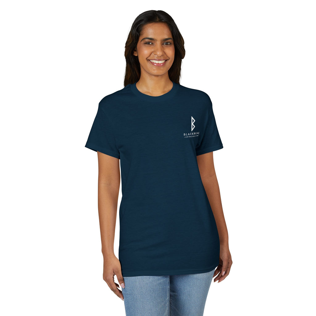 Black Rune Works Signature DryBlend T-Shirt Front and Back Logo